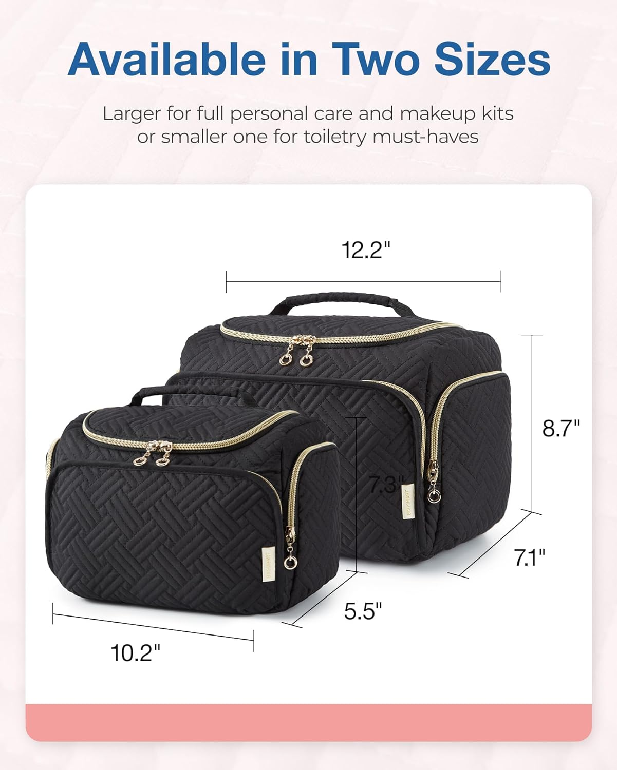 BAGSMART Travel Toiletry Bag, Large Wide-Open Travel Bag for Toiletries, Makeup Cosmetic Travel Bag with Handle,Black-M image number 6