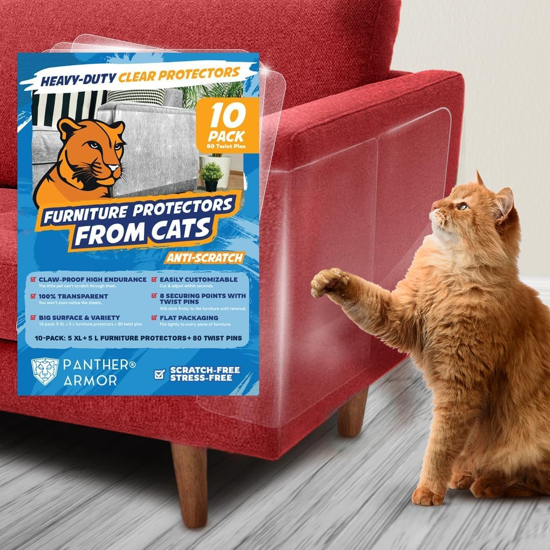 Furniture Protectors from Cats - 10-Pack XXL Couch Protector for Cats - anti Cat Scratch Furniture Protectors Guards - Sofa Corner Scratching Training Tape Cat Scratch Deterrent for Furniture Plastic image number 6
