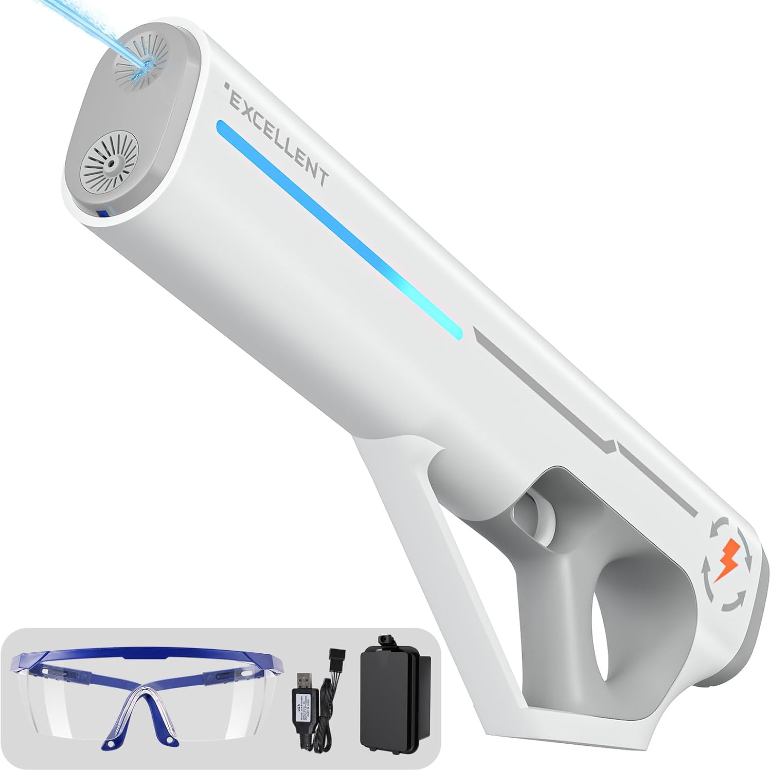 Skirfy 20&rdquo; Larger Electric Water Gun for Adults Kids, Automatic Squirt Guns Light up to 32 Ft Range, Water Tank 500C Capacity Modular Battery, Water Guns Toys for Outdoor Summer Beach Party image number 2