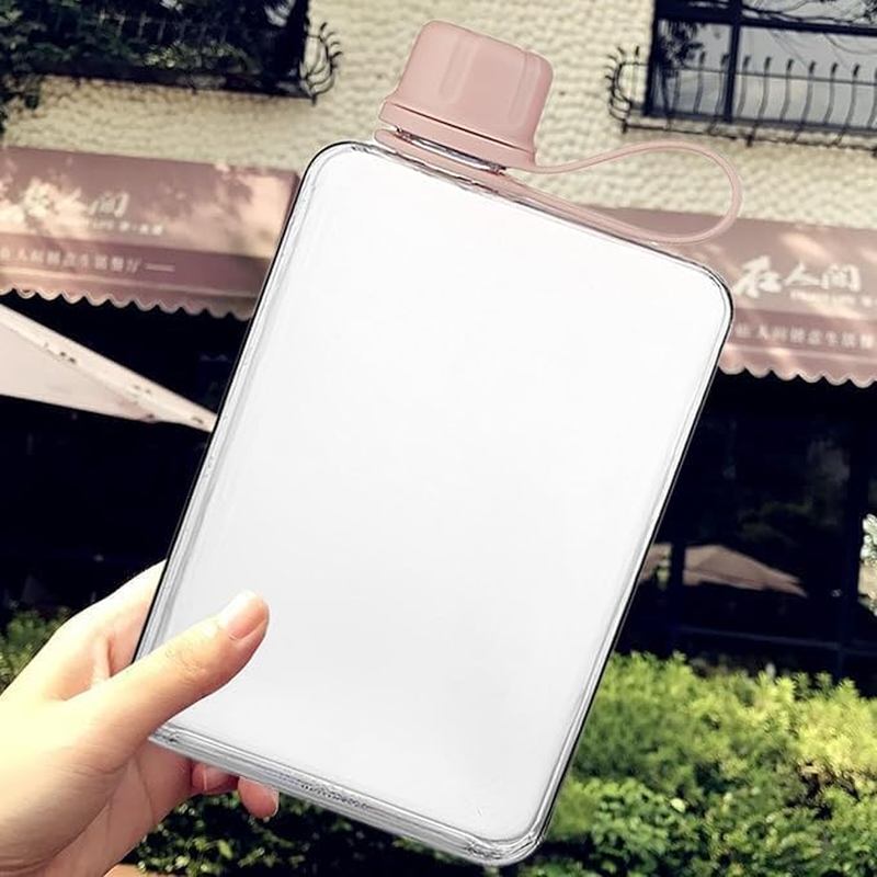 Slim Square Water Bottle, Transparent Tritan Flask, 400Ml, White image number 2