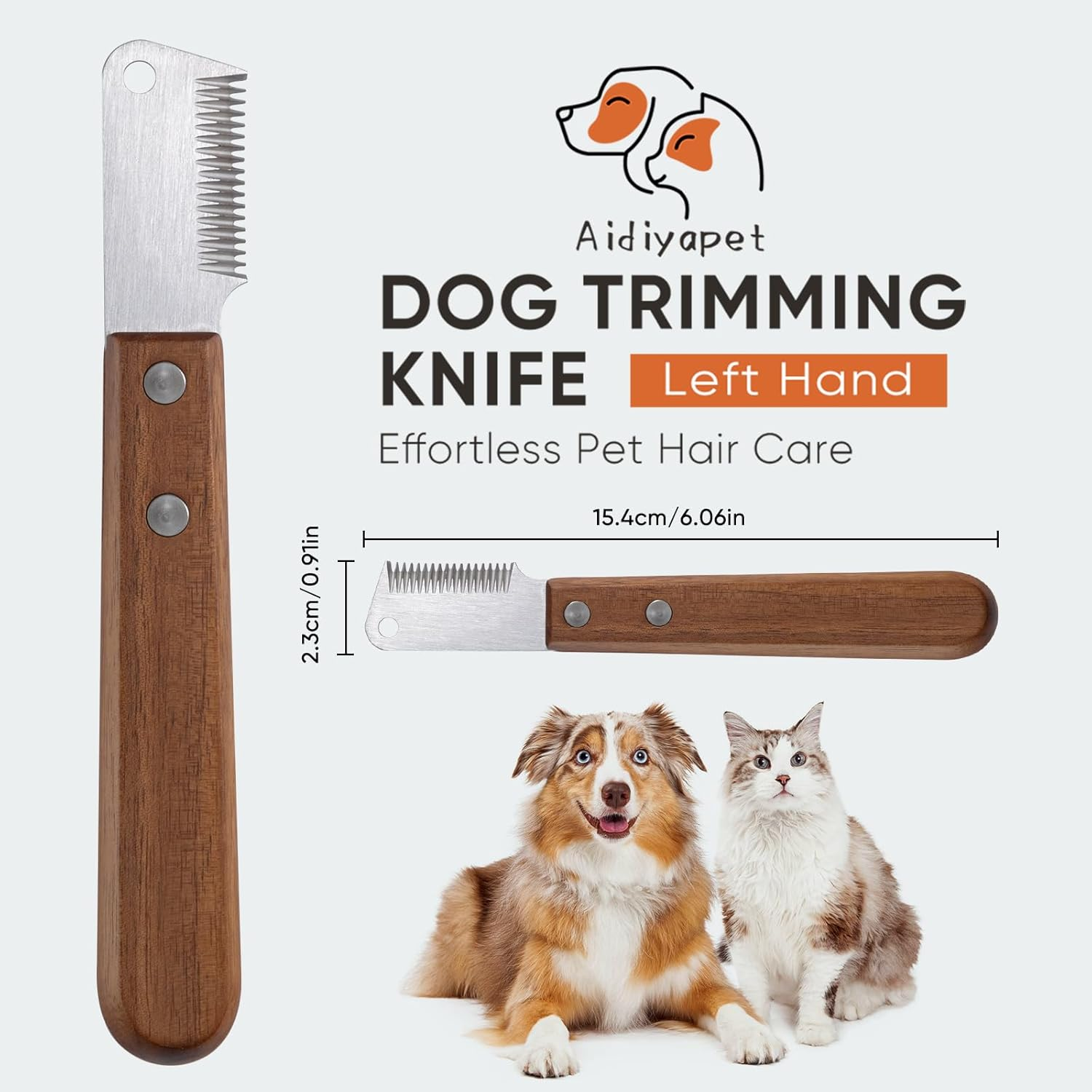 Dog Trimming Knife Stripping Knife Ergonomic Undercoat Top Hair Trim Knife Made of Hardened and Ground Stainless Steel with Ergonomically Shaped (Brown) image number 1