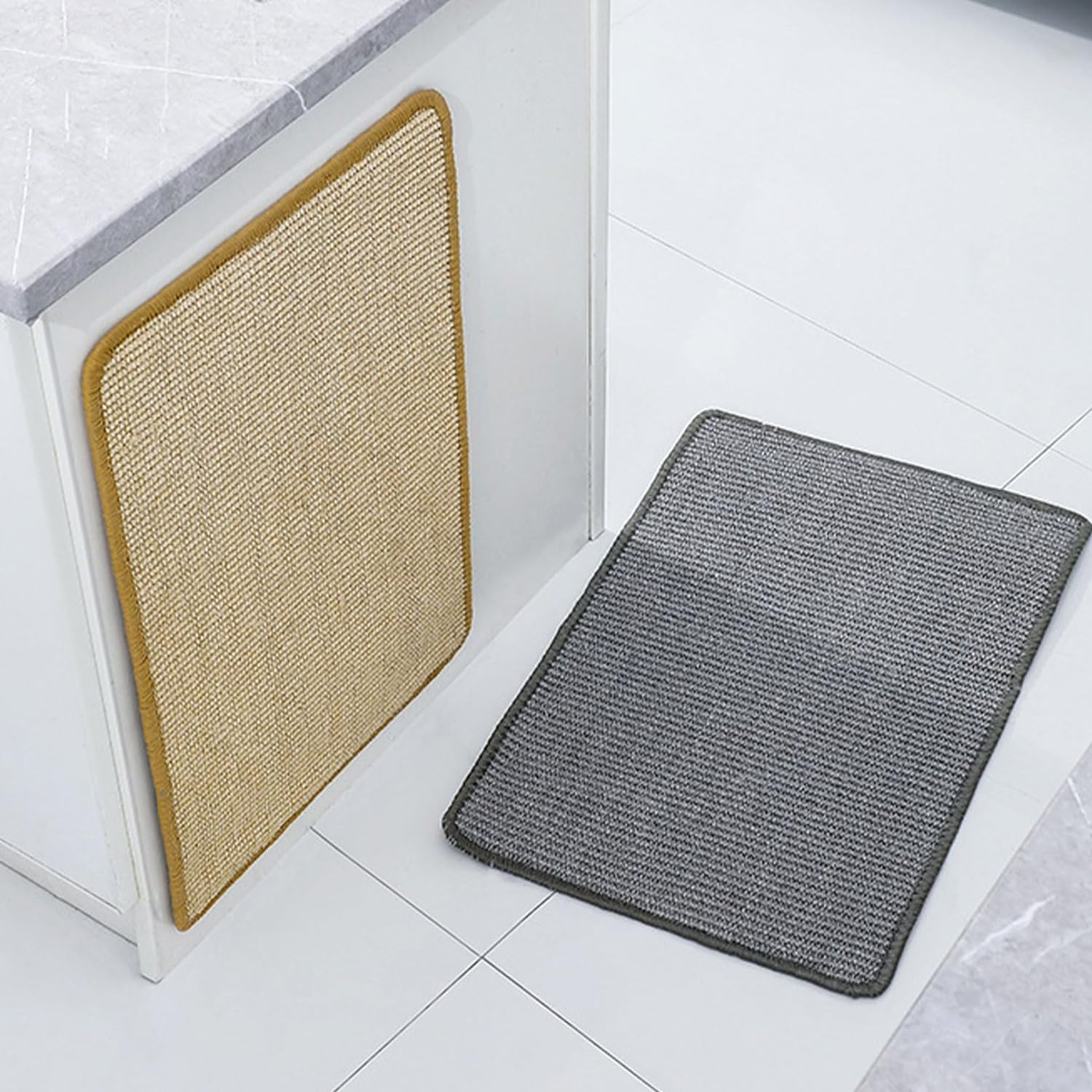 Cat Scratcher Mat, Natural Sisal Cat Scratch Mats, Horizontal Cat Floor Scratching Pad Rug, Protect Carpets and Sofas (Nature Rectangle 40X60Cm)