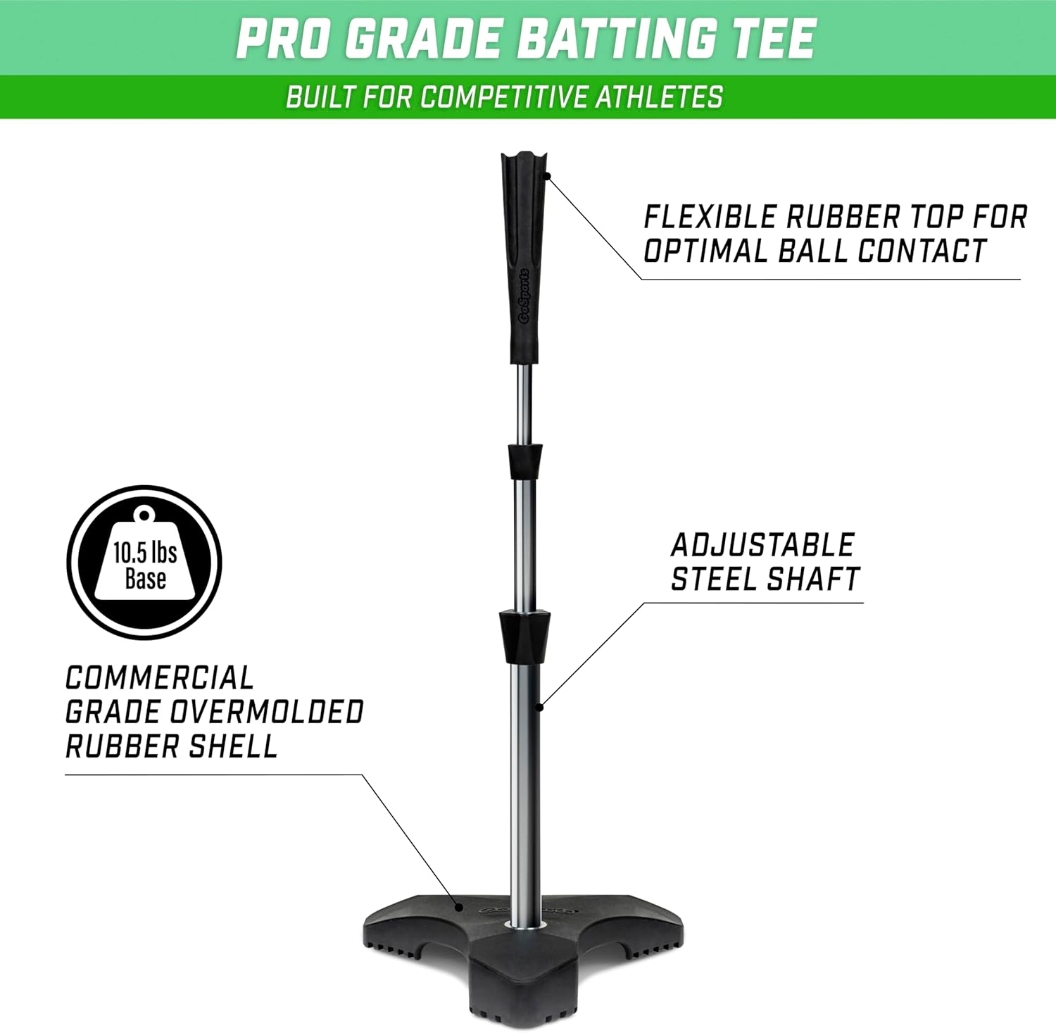Gosports Baseball & Softball Pro Batting Tee with Heavy-Duty Tripod Base Design and Adjustable Height image number 5