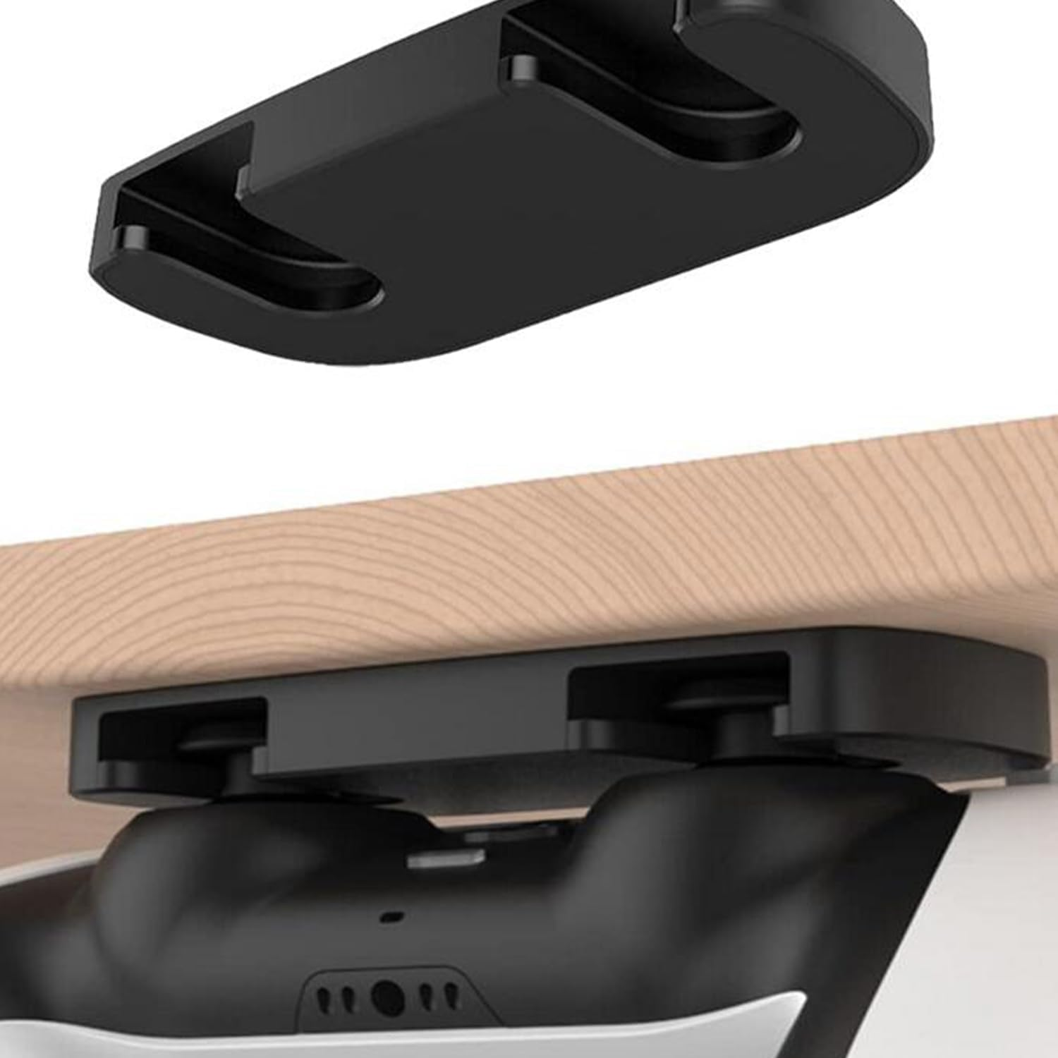 JCZD 2 Pcs under Desk Controller Holder Replacement Compatible with PS4 PS5 - Black ABS under Desk Mount (9X3.9X1.3Cm) image number 2