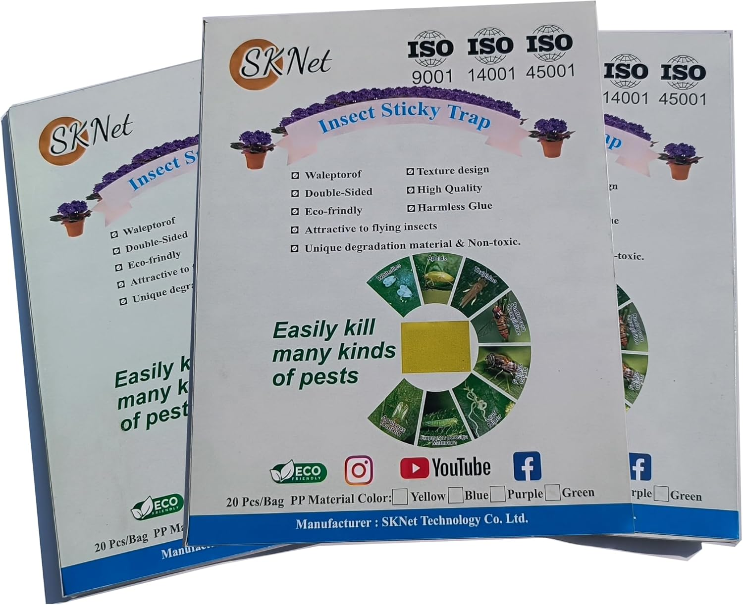 20-Pcs (25 * 20Cm) Fruit Insect Fly Traps, Increase Fertilizer, Insect Sticky Trap for In/Outdoor, Greenhouse Vegetables, Lawn, Garden, Farm, Home, Horticulture & Agriculture, Orchard Fields (Purple)