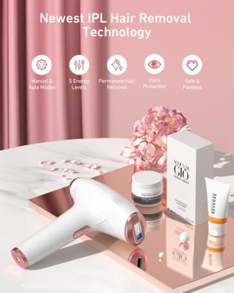 Hair Removal Device, IPL Hair Removal, Laser Hair Removal for Women and Men 999,999 Flashes Permanent for Facial Facial Legs Arms Bikini Line Whole Body Use At-Home(Model: TFDA06S-A) image number 4