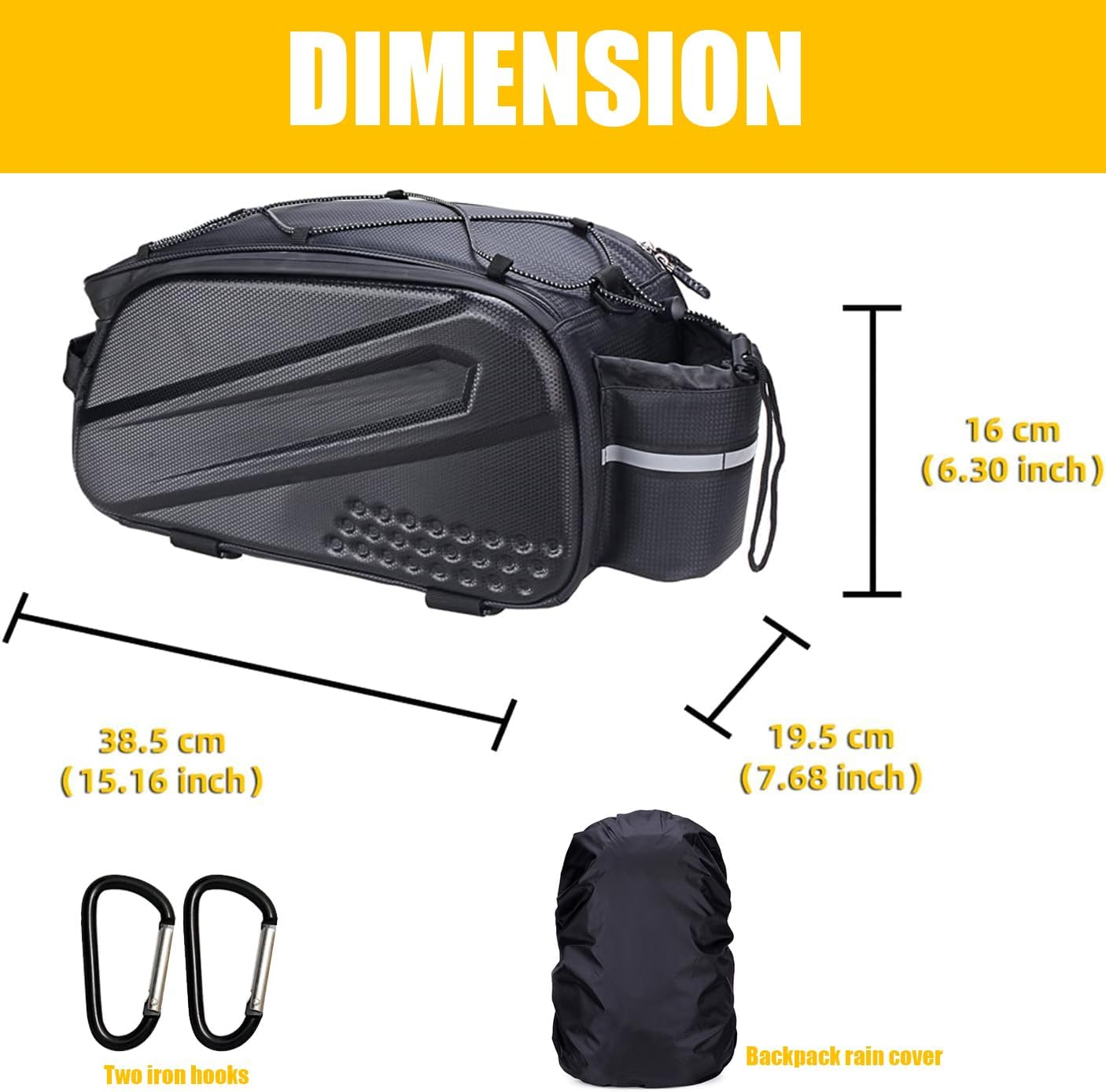 10L Bike Rack Bags, Hard Shell Multifunctional Bicycle Rear Seat Bag Waterproof Cycling Bike Rack Trunk Cargo Bag Outdoor Pannier Bag Handbag Shoulder Bag