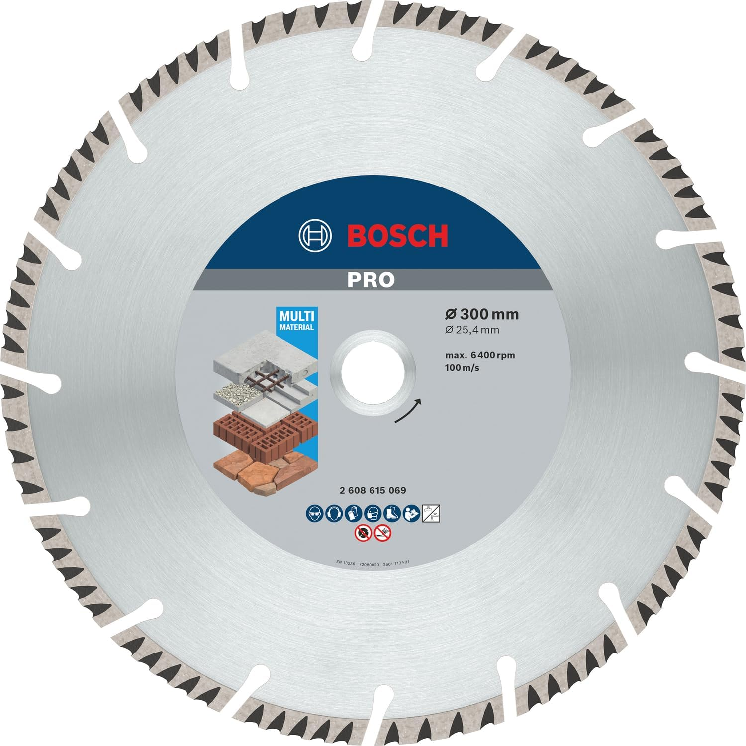 Bosch 1 X Pro Multi Material Diamond Cutting Discs for 25.4 Mm Bore and Table and Petrol Saws (For Concrete, Reinforced Concrete, Diameter 300 Mm, Professional Accessories Table Saw, Petrol Saw) image number 3