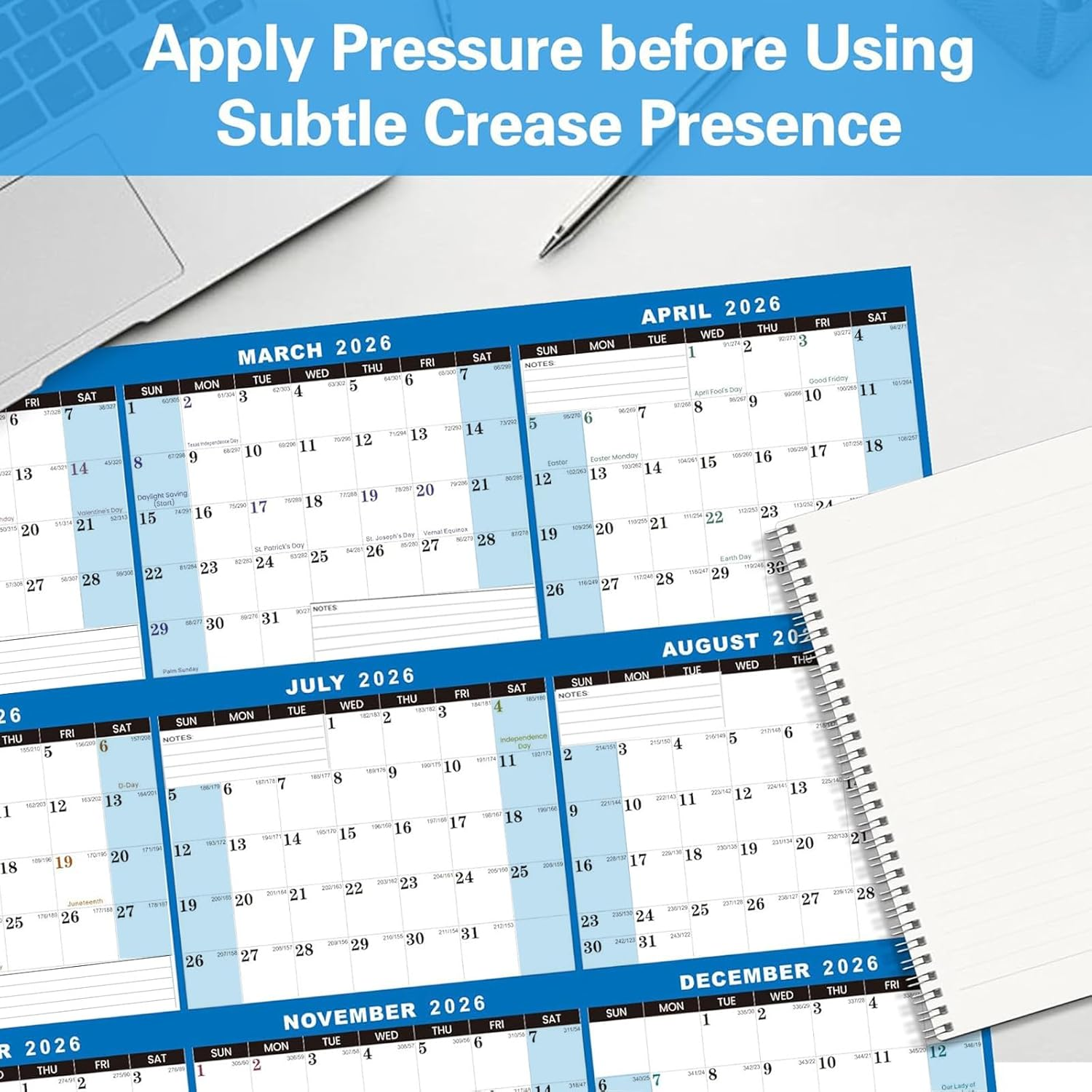 Wall Calendar 2026，61 X 87 Cm Large Dry Erase Year Calendar with Stickers & Marker,Wet & Dry Erasable Laminated 12 Month Annual Yearly Planner, Reversible, Horizontal/Vertical image number 6