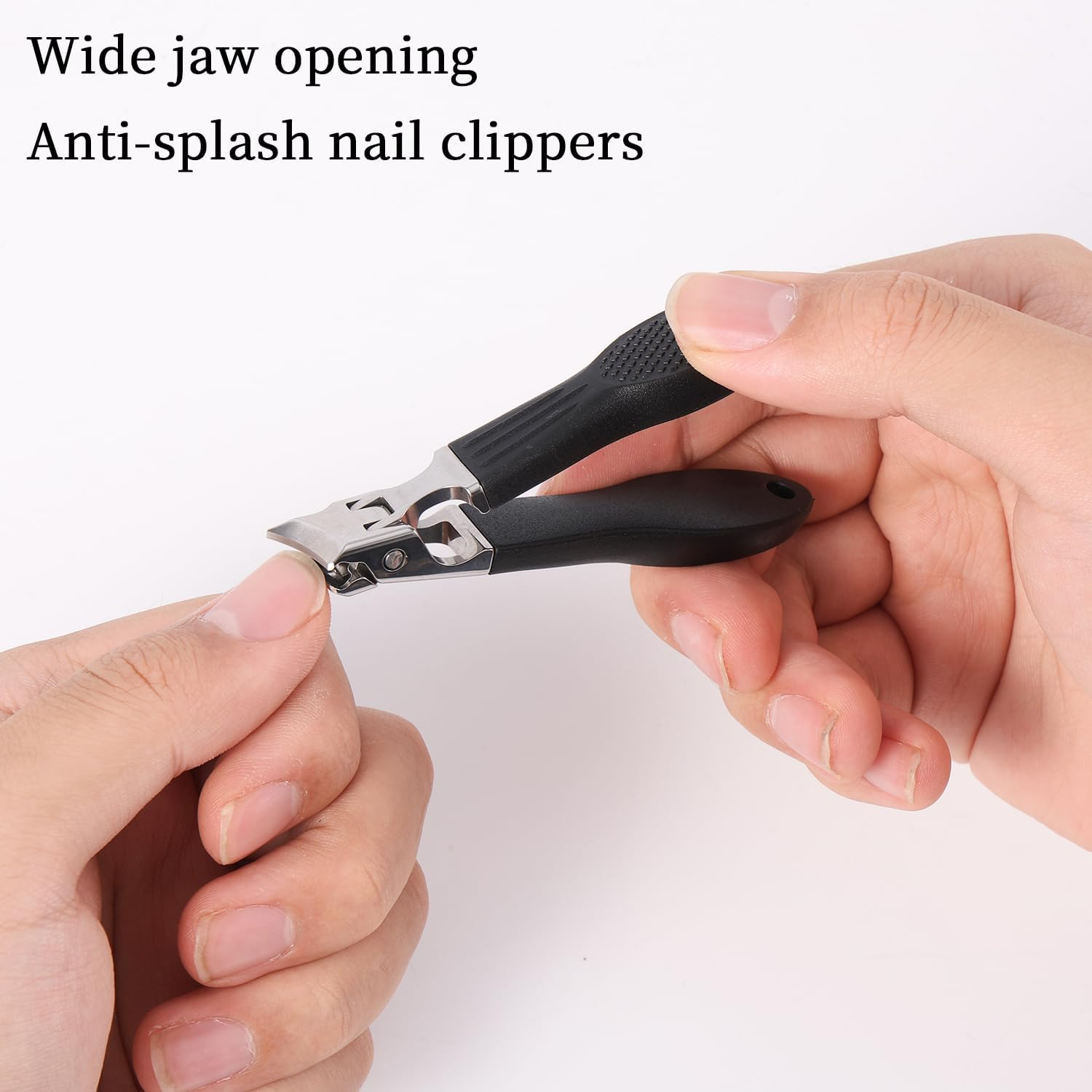 BOXOB Jaw Opening Anti-Splash Slanted Nail Clipper, Black Nail Clippers Stainless Steel Household Fingernail Trimmer for Women and Men Pet image number 6