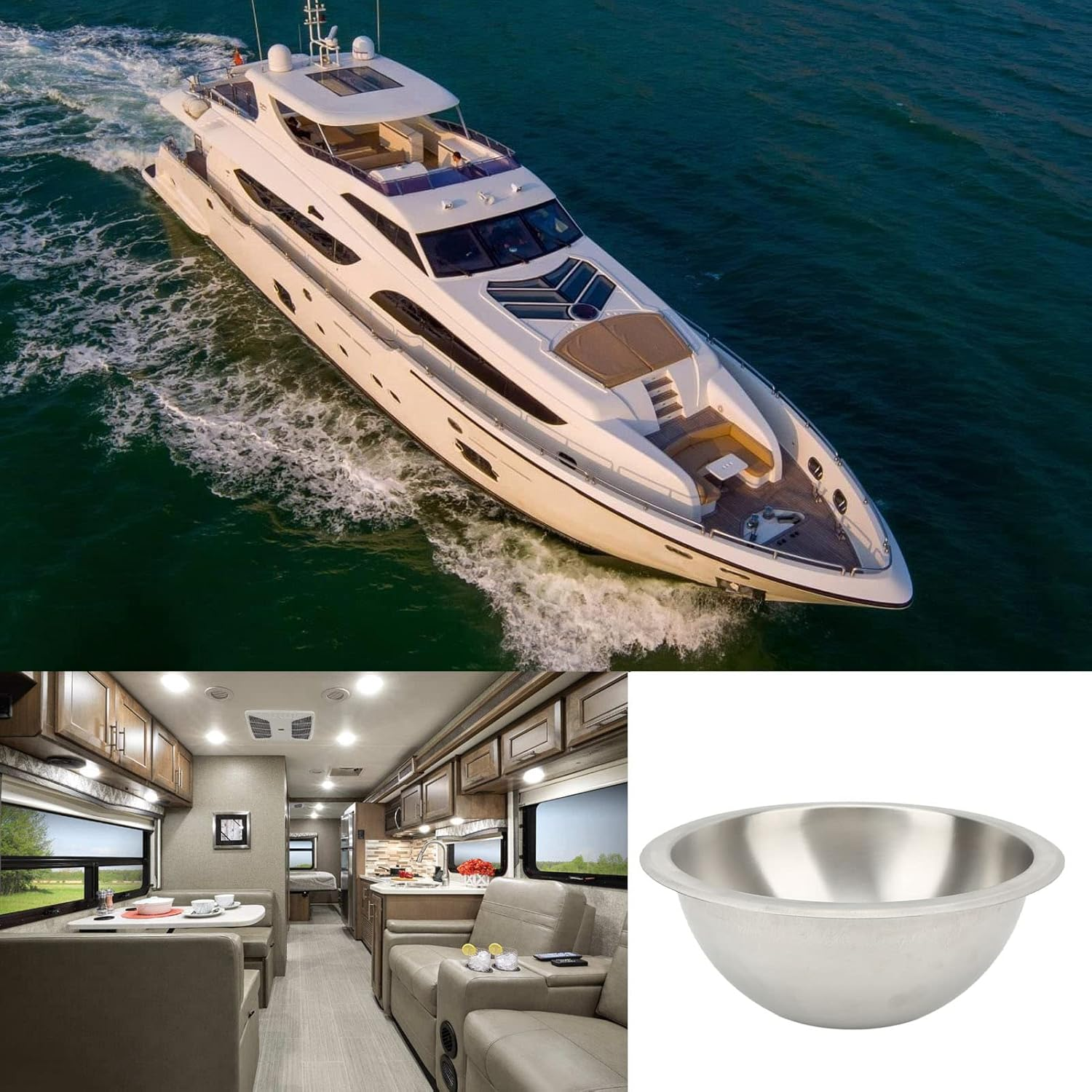 Round Boat Sink Small Rv Sink Sink Smoothing Stainless Steel Spoelbak for Boat Waste Water & Sanitation image number 2