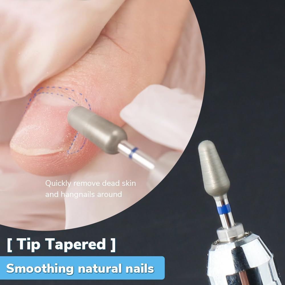 QUNZHAO 2Pcs Diamond Nail Drill Bits Carbide Conical Micro Cuticle Remover Bit for under Nail Dead Skin Cleaning Cuticle Remove Nail Art Design Manicure(03 Set) image number 4