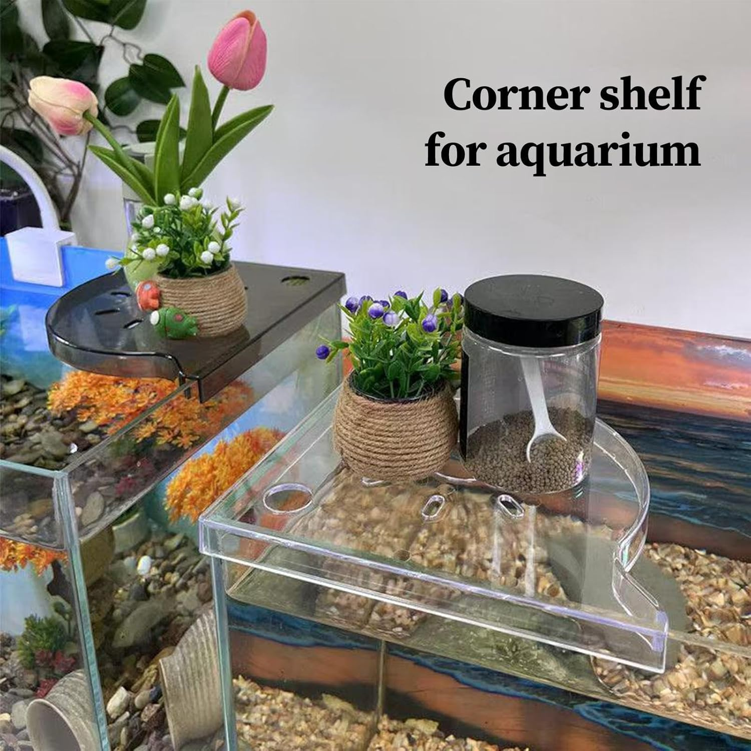 Aquarium Corner Shelf | Waterproof Space Saving | Fish Tank Top Corner Shelf,For Urban Dwellers Pet Lovers Homeowners Living Room Balcony Apartment image number 1