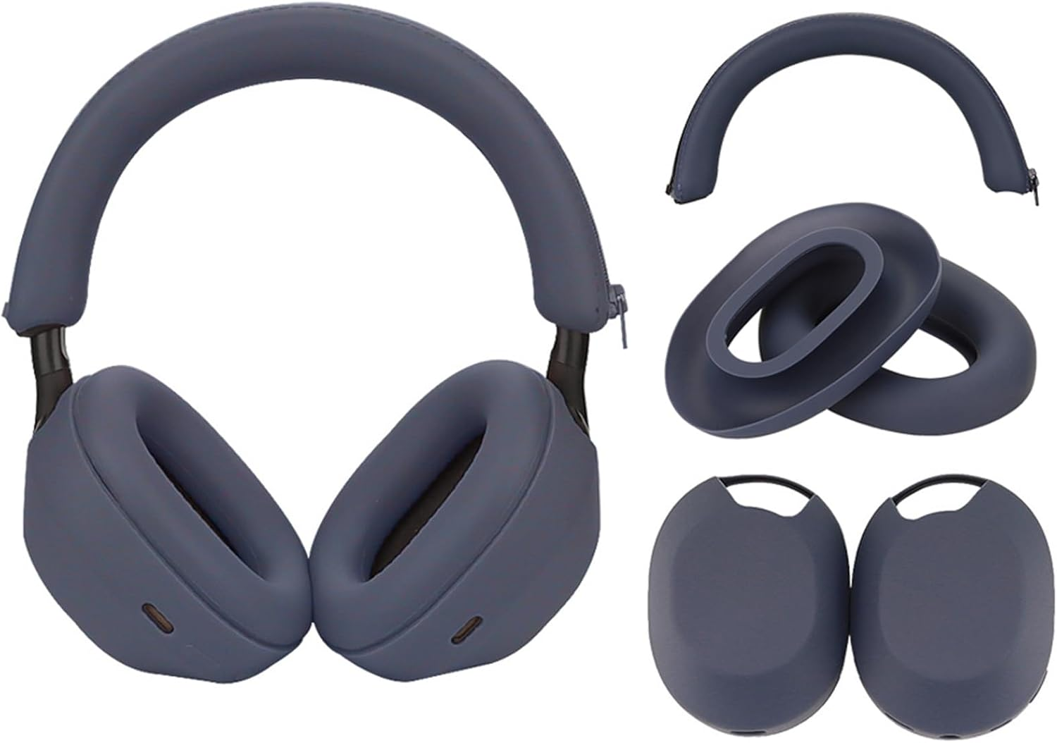 Adhiper 3Sets Silicone Sweat Case Cover for Sony WH-1000XM5 Headphones, XM5 Covers Accessories Silicone Ear Pads Covers & Headband Cover & Ear Cups Protector, Washable & Sweatproof - Smoky Pink