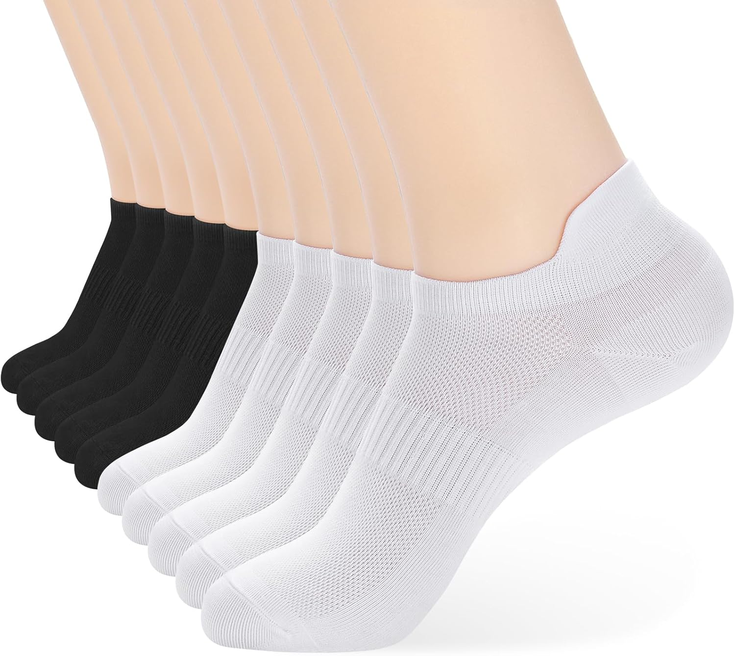 Denisy Women'S Athletic Ankle Socks- Durable Black White Soft No Show Breathable No Show Socks for US Size 6-9（6 Pairs) - White - Medium