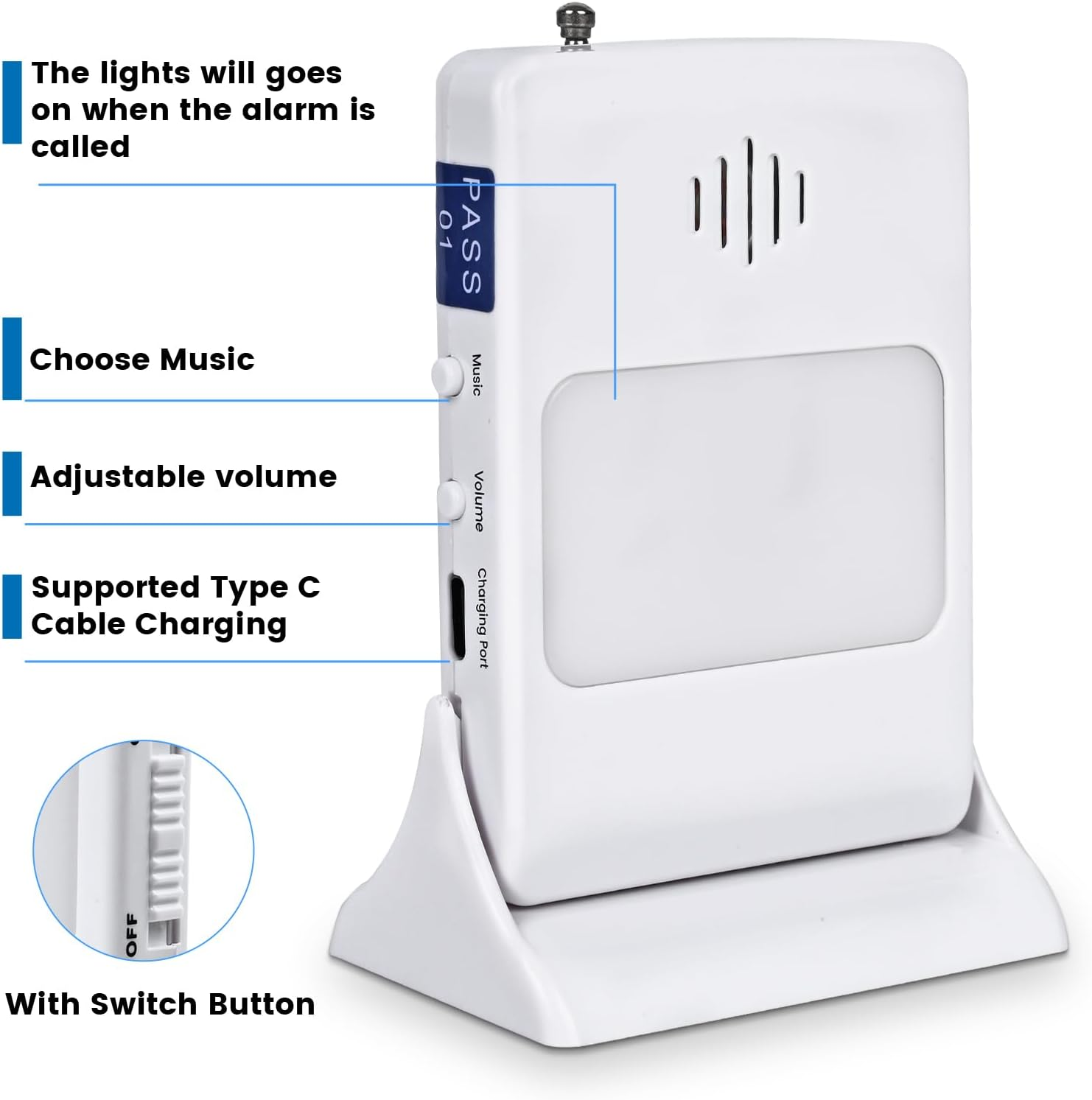 Bed Sensor Pad & Pager Bed Alarm for Elderly Adults Bed Pressure Sensor Pad with Alarm Dementia Patients Caregiver Fall Prevention for Elderly image number 5
