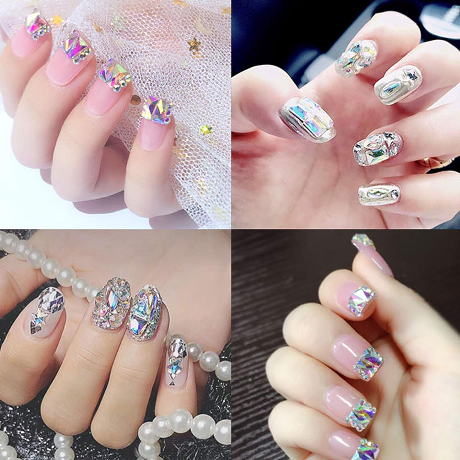 50 Grains Nail Art Rhinestones Nail Gemstone Rhinestone Decorative Nail Crystal AB Diamond Color Pointed Drop image number 1