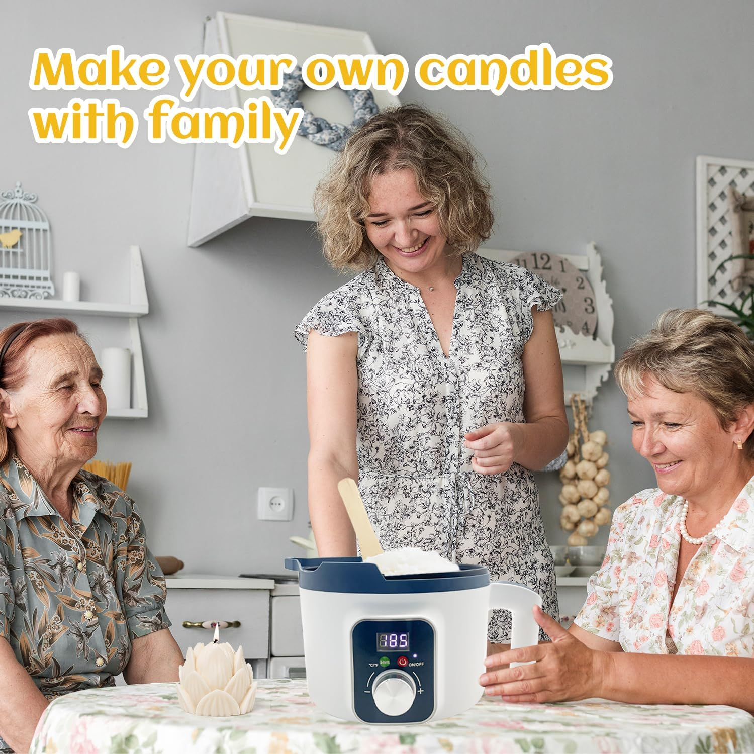 Wax Melting Pot Temperature Control for Candle Making, Electric Wax Melter with Thermostarter, Non-Stick Candle Making Pouring Pot with Spout and Automatic Constant Temp Display