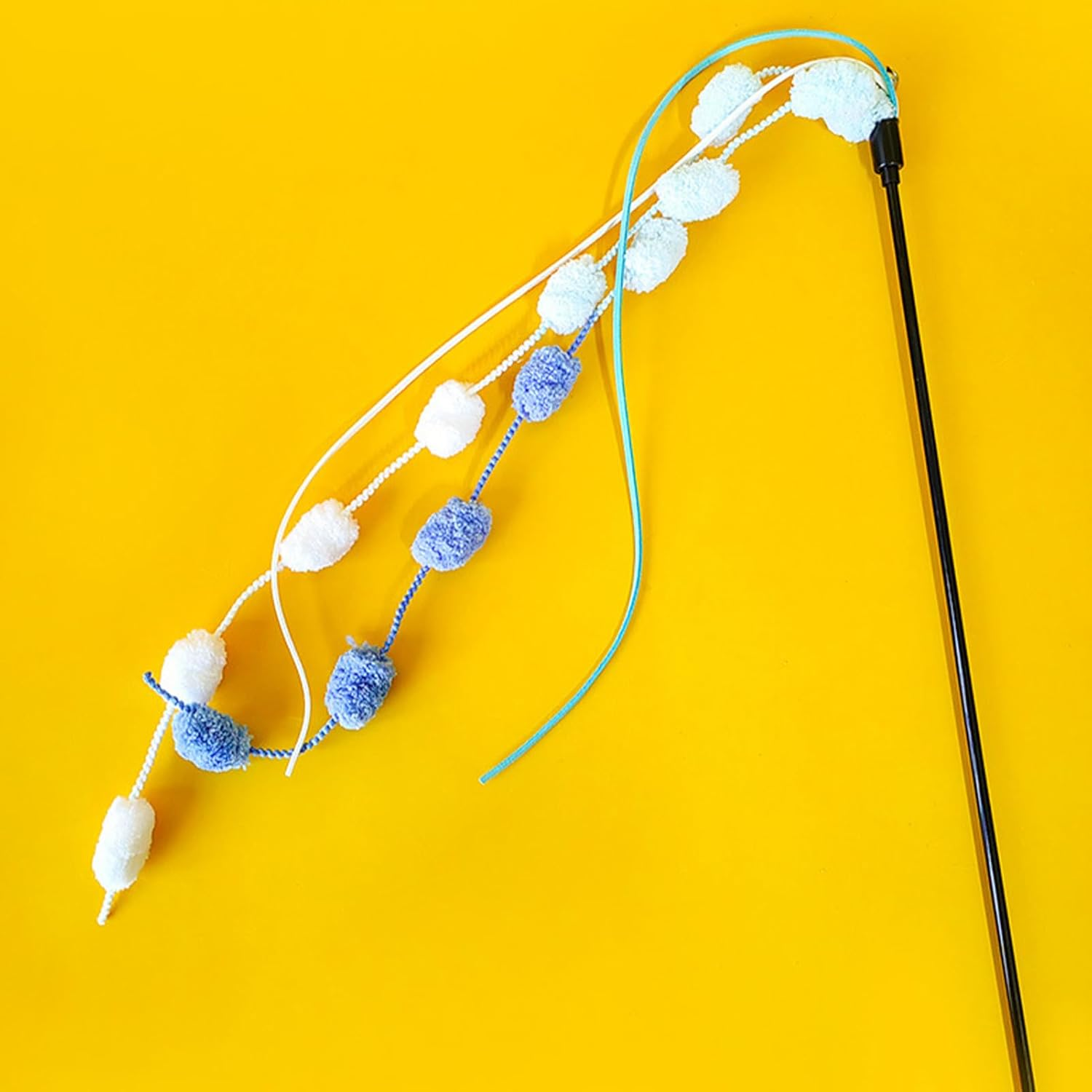 Cat Wand Toys, Sturdy Bite Resistant Soft Interactive Cat Teaser Wand Toys with Tassel, Cat Teaser Wand Interactive Cat Toys for Indoor for Kittens Small Cats(Blue) - Blue image number 3