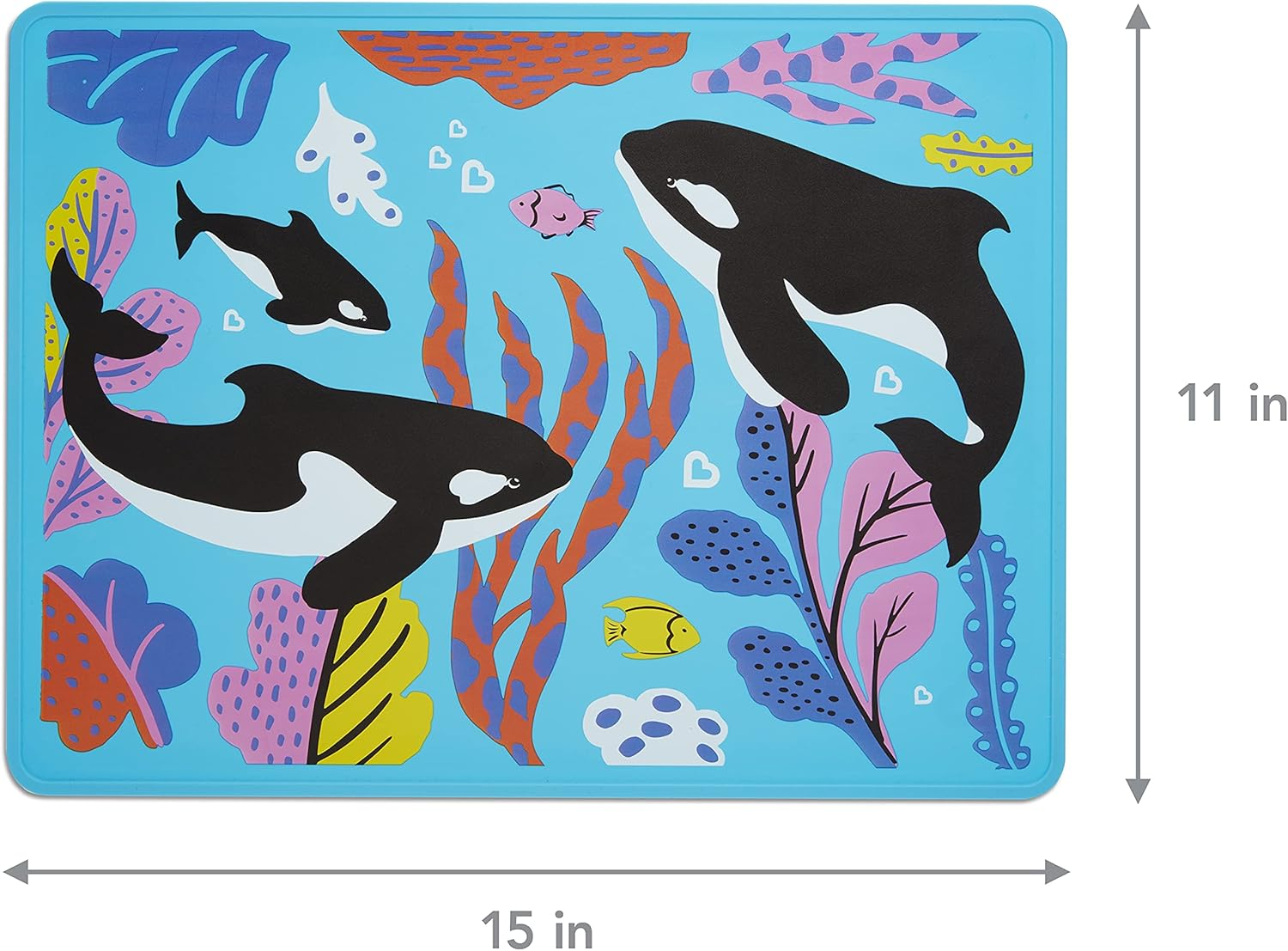 Munchkin Wildlove Reversible Silicone Placemat for Kids, 1Pk, Orca image number 1