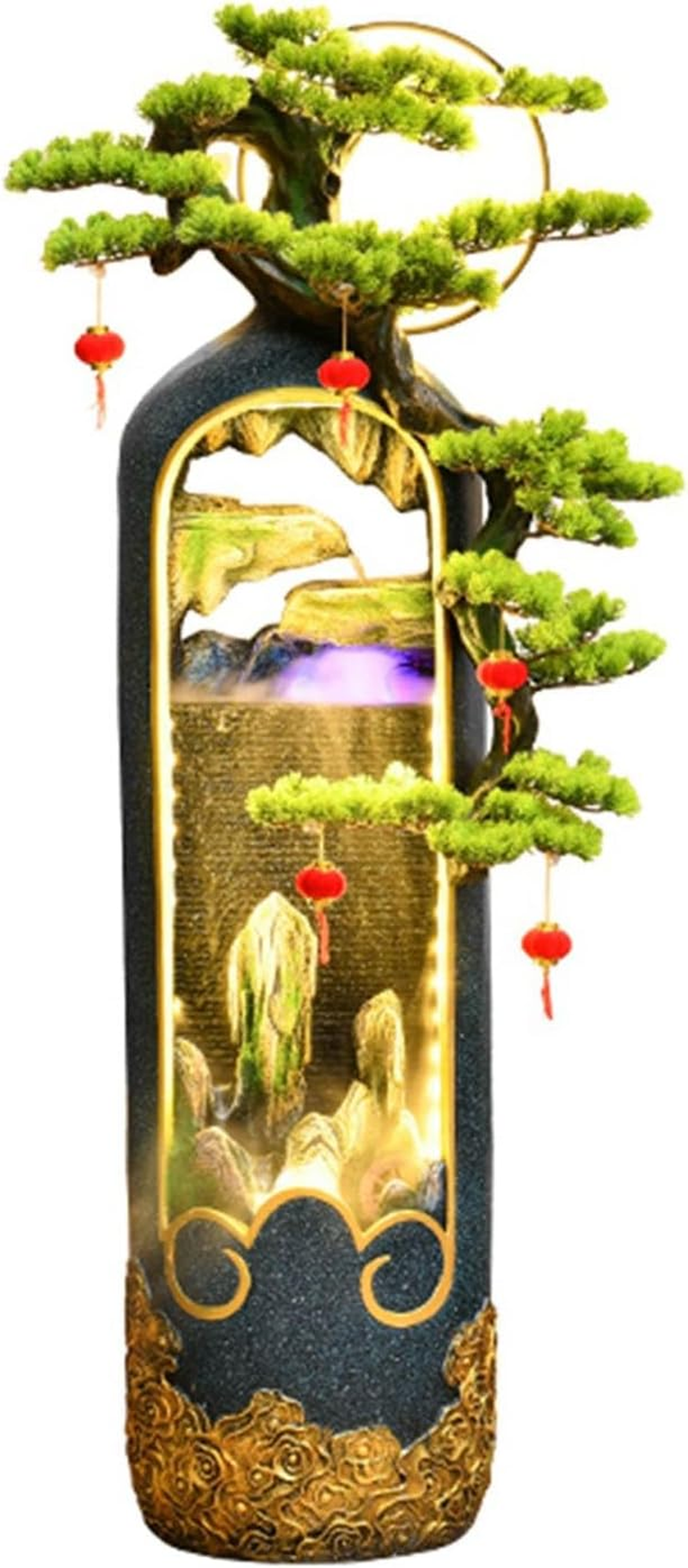 Outdoor Fountain Indoor Water Fountain for Home Decor, Meditation, and Relaxation - Resin with LED Lights and Soothing Sound for Office Living Room Craft Gift image number 1