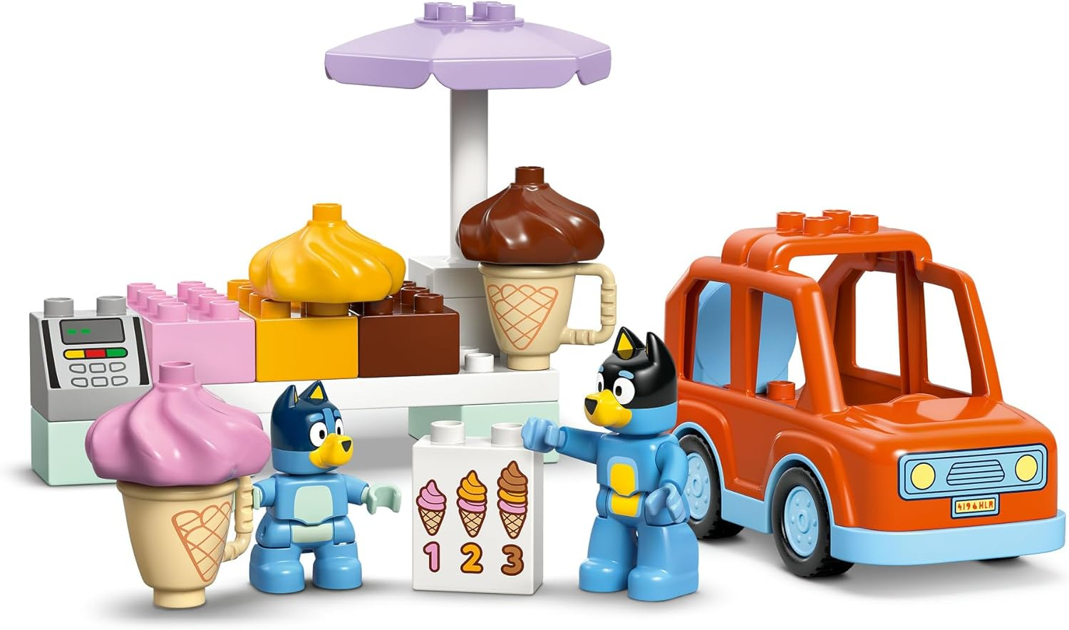 LEGO&reg; DUPLO&reg; Bluey Ice Cream Trip with Bluey 10458 Toddler Toy Includes a Drivable Car and 2 Figures, Vehicle Playset Sparks Imaginative Play and Family Fun, Toy for Preschoolers Aged 2 Plus image number 6