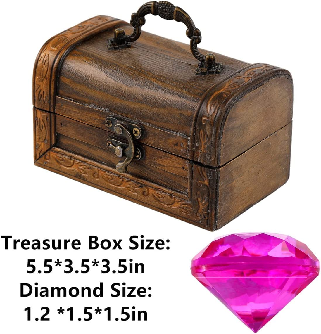 Diving Gem Pool Toy 15 Big Colorful Diamonds Set with Big Treasure Chest Pirate Box Underwater Gem Diving Toys Set Dive Throw Toy Set Swimming Training Gift Toy for Summer Swimming Pool Party Supplies image number 4