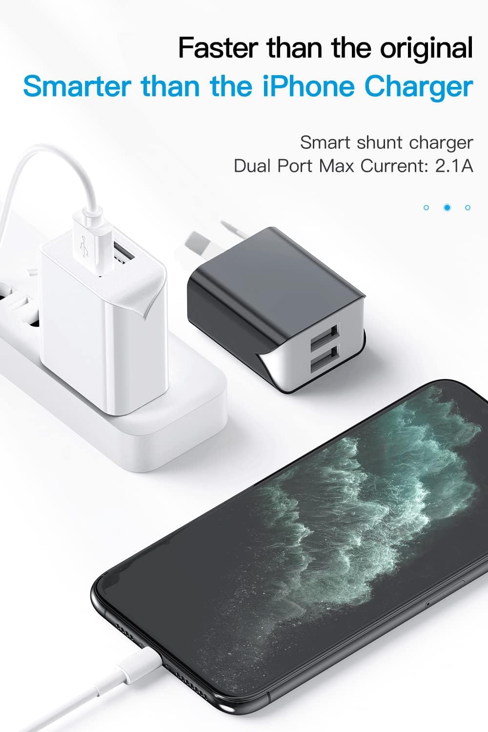 SCHITEC USB Wall Charger 4 Pack 5V/2.1A Dual 2 Port USB Plug Portable AU Mains Power Adapter Charger Compatible with Iphone Xs/X / 8/8 plus / 7 / 6S / 6S Plus, Pad, Galaxy Note 5 / Note 4, HTC, Moto image number 4