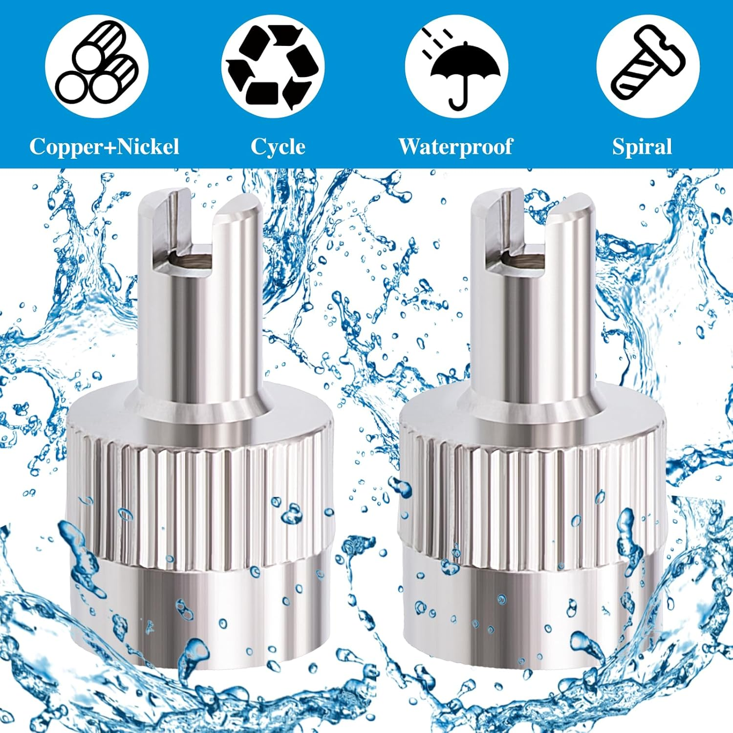 20PCS Tire Valve Stem Caps, Nickel Brass Slotted Slot Valve Stem Caps with Valve Core Remover, with O Rubber Ring, Universal for Cars, SUV, Trucks, Bikes, Motorcycles, Bicycles