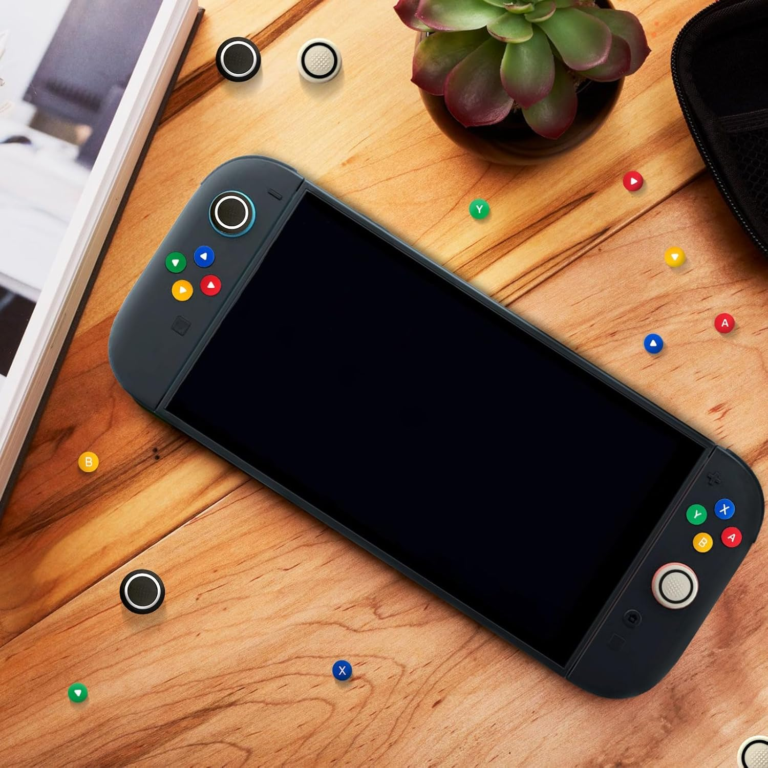 Cross D-Pad Button Caps Switch 2 Thumb Grip Caps Set, Creative Soft Joystick Covers Key Buttons Sticker Cover Caps Design for Switch 2(Colorful) image number 3