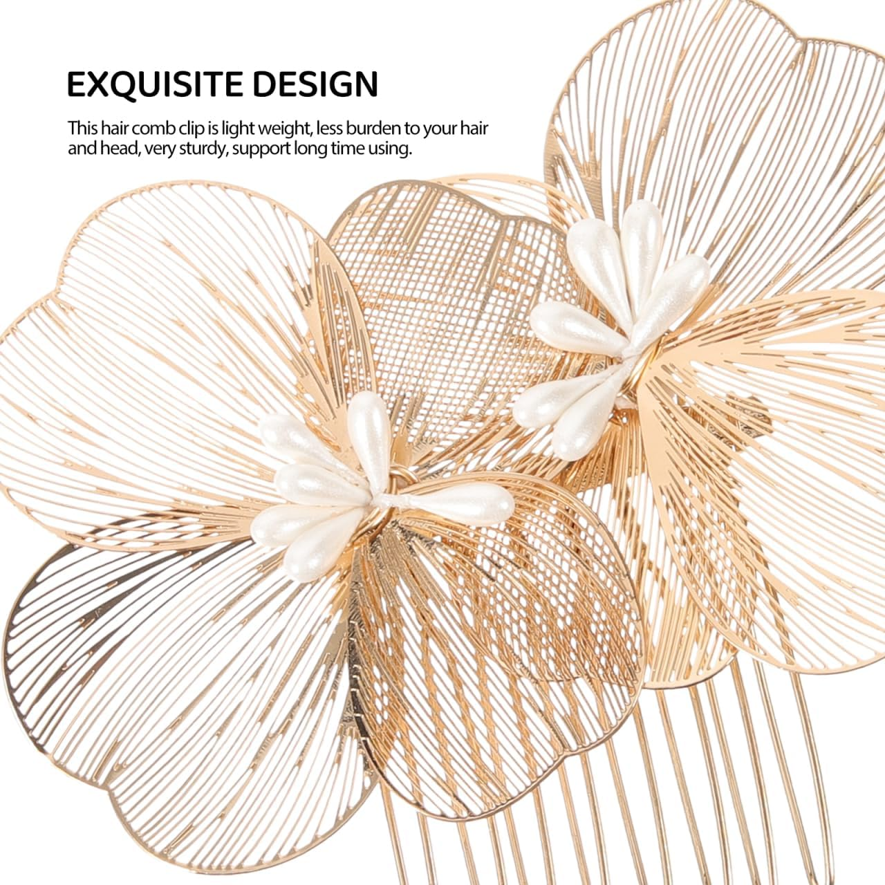 FOMIYES Bridal Hair Comb Flower Gold Tone Elegant Hair Accessory image number 6