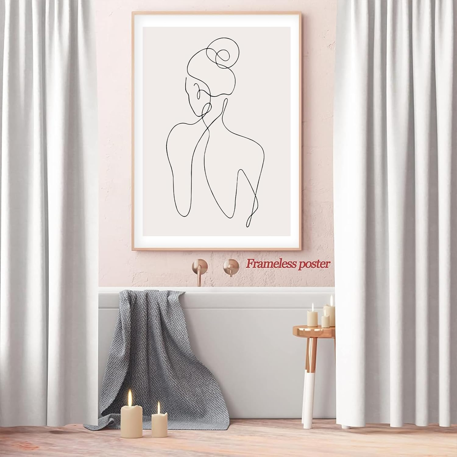 Woman Line Drawing Art Print Minimalist Feminine Line Wall Art Female Body Print Poster Modern Body Line Art Minimalist Abstract Prints Black White and Beige Poster for Bedroom16X24In No Frame image number 4