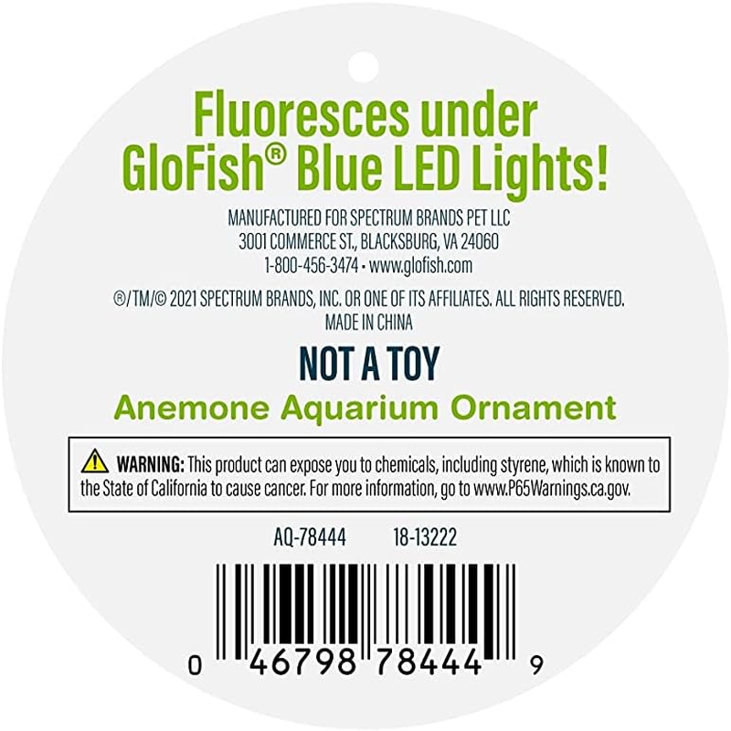 Glofish Anemone Ornament, Detailed Aquarium Ornament, Large Green, Creates a Glowing Effect image number 1