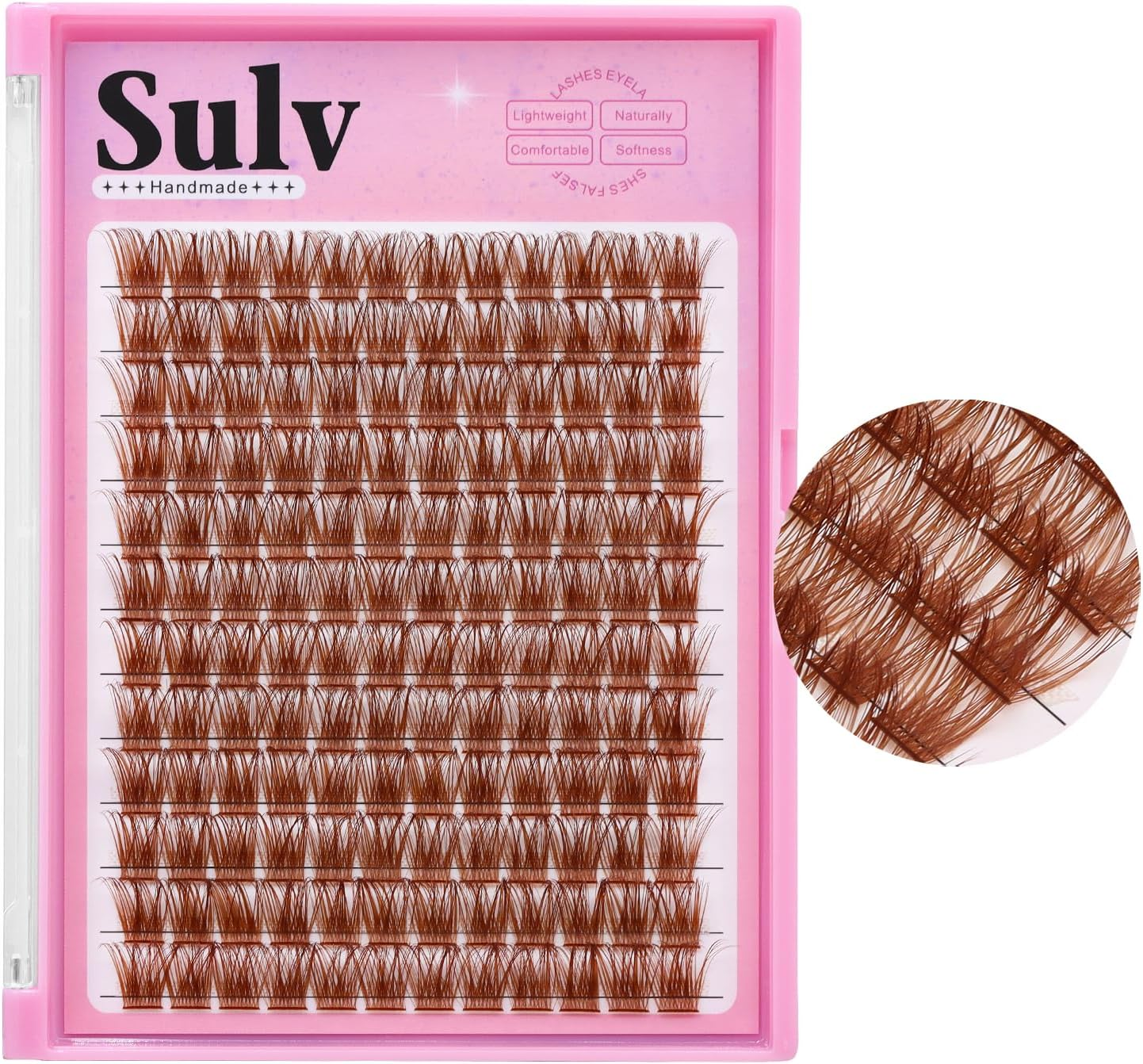 SULV Light Brown False Eyelashes Clusters 144Pcs D Curl 8-20Mm Mixed Eyelash Clusters Eyelash Extensions Soft Comfortable Material Dramatic Eye Lash (C#Zz-Light Brown-12-14-16Mm Mixed) image number 1