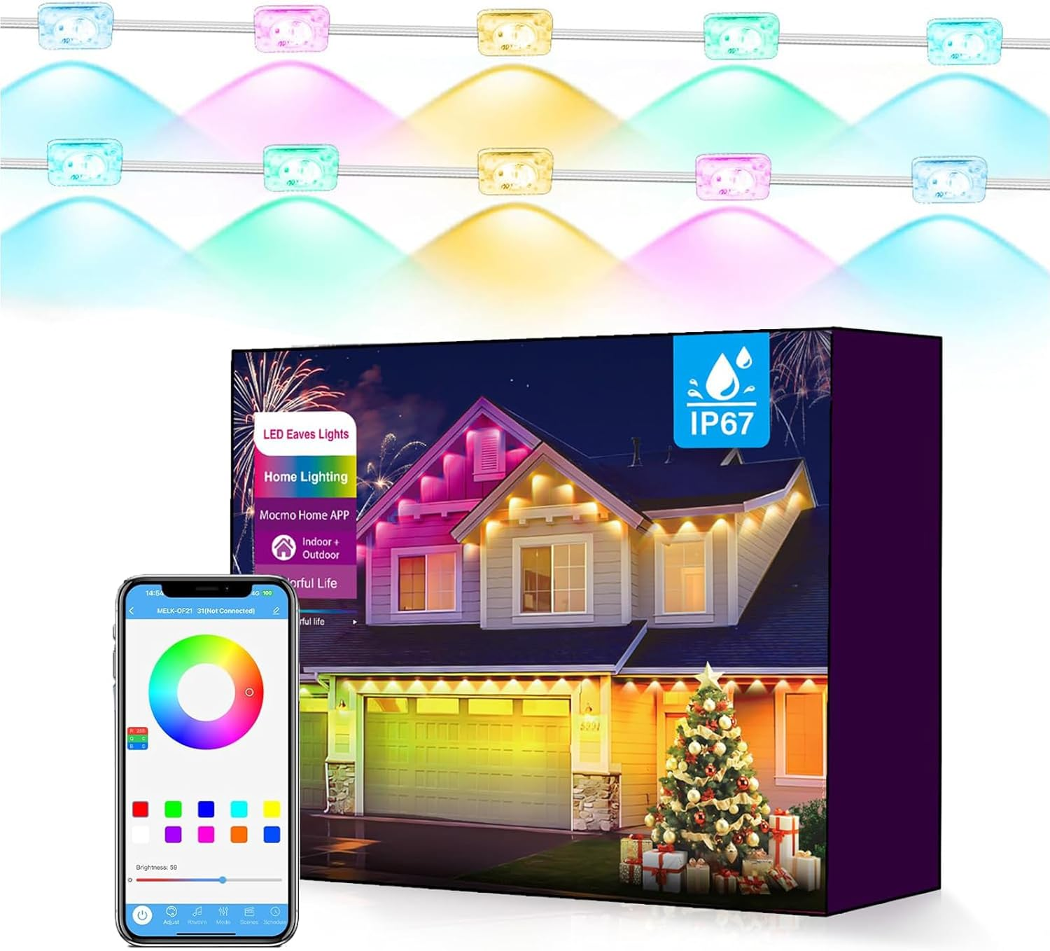 Permanent Outdoor Lights,Tonglin 30 Meters with 36 LED Lights for Daily and Accent Lighting,App Control, IP67 Waterproof String Light for House for Christmas, Halloween, Holiday, Party image number 5