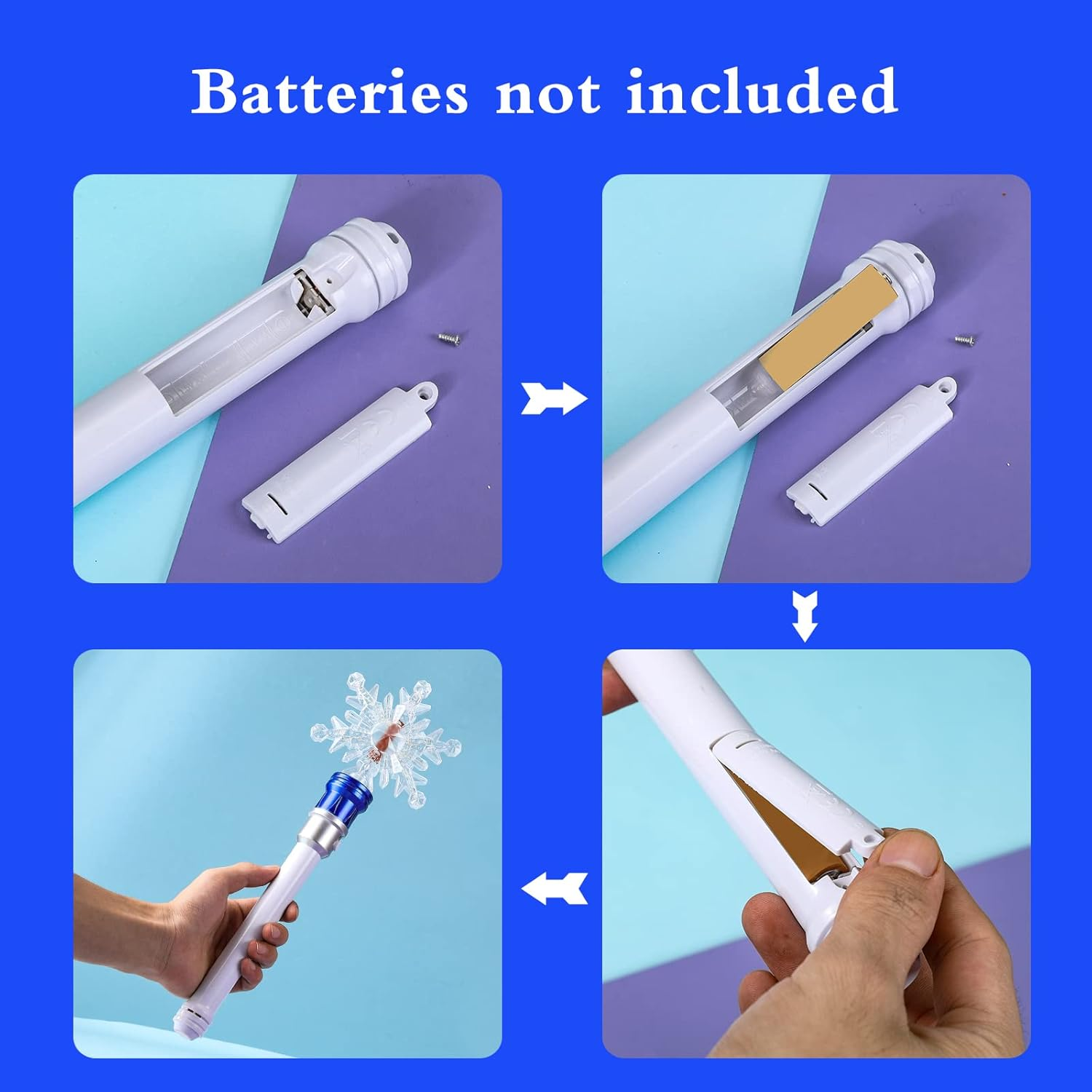 Light up Frozen Snowflake Wand- Snowflake Spinning Wands,Magic Wand Rotating Toy for Girls and Boys, Magic Princess Sensory Toys,Christmas & Birthday Gift (Blue) image number 4