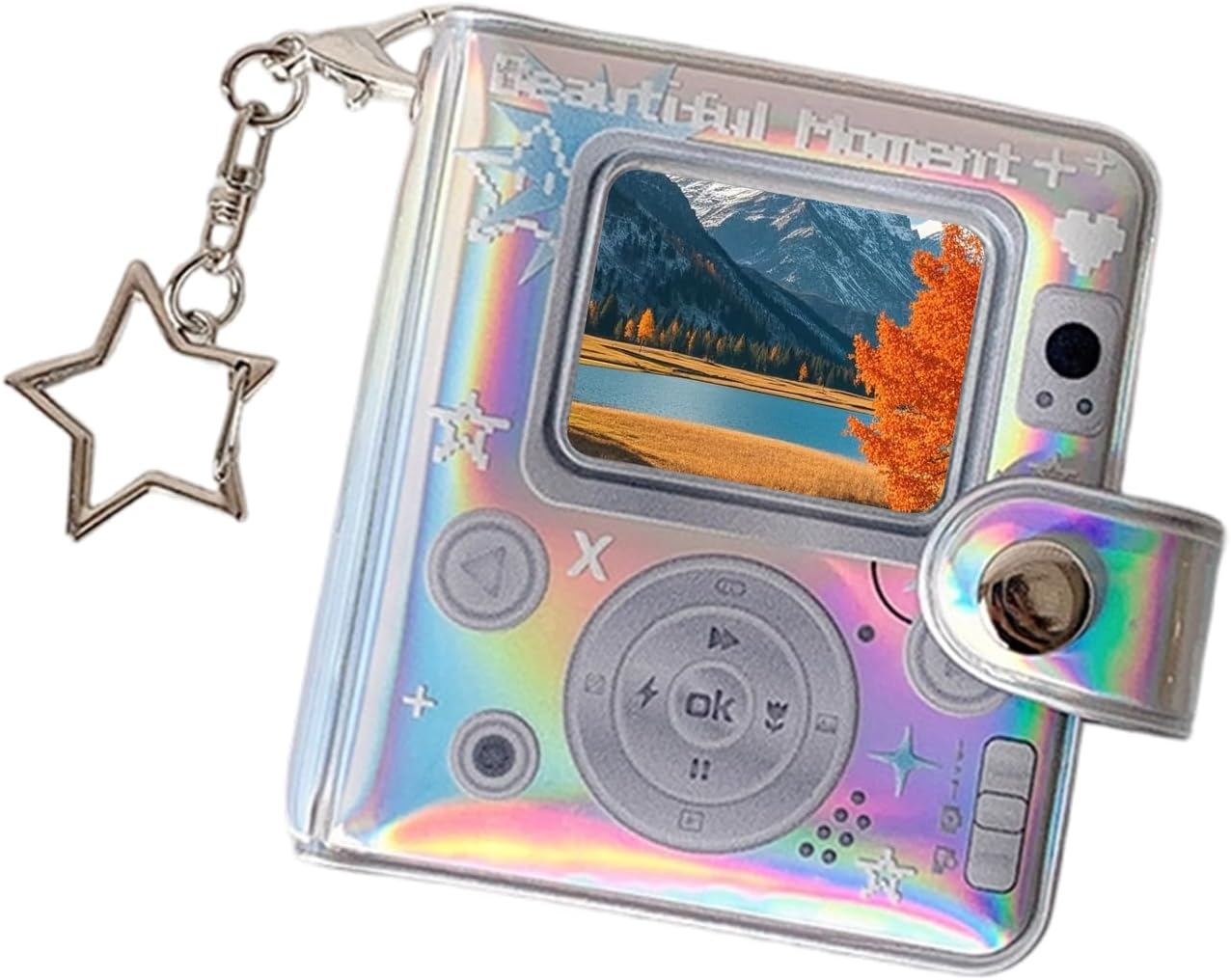 Photo Album Bag Charm - Retro Cute Double-Sided Small Keyrings | Picture Album Book - for Kids New Year Memorial Pregnancy Birth Car Christmas Growth Home Holiday Party Vacation image number 1