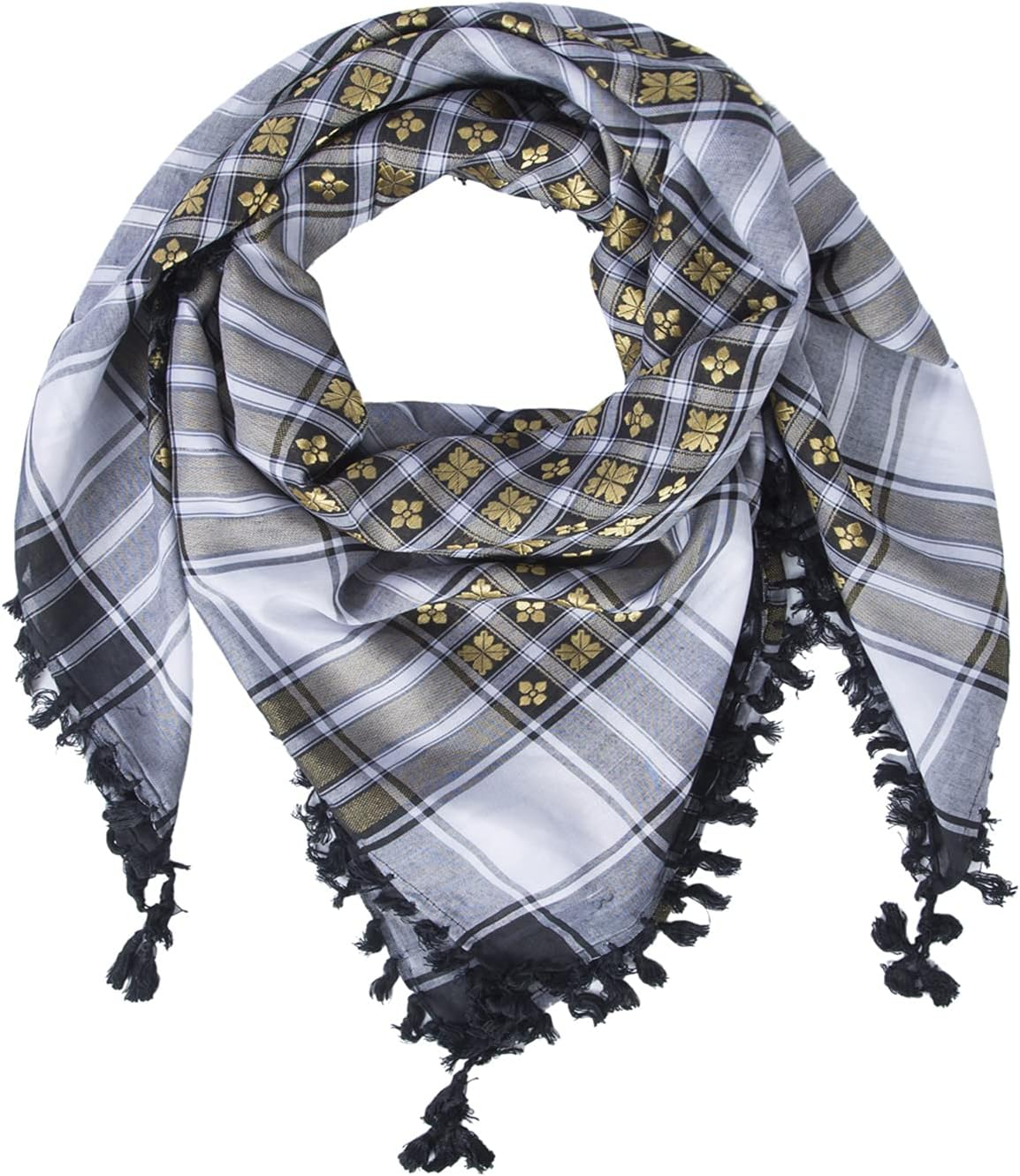 Merewill Premium Original Arabic Scarf 100% Cotton Shemagh Keffiyeh 49"X49" Arab Scarf