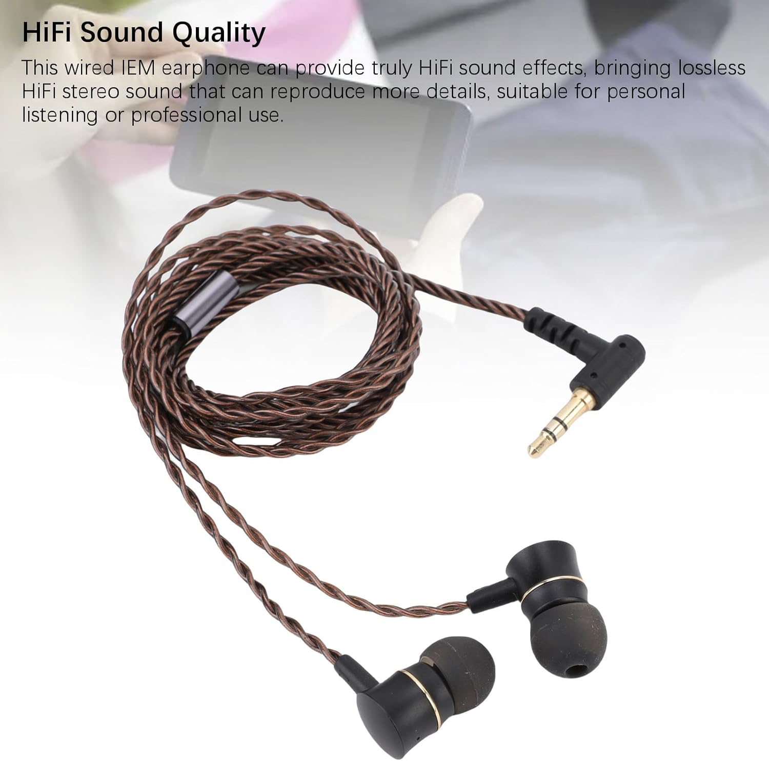 VELATEMOR Wired IEM Earphone, 3.5Mm Gold Plated Plug, Iems for Gaming, Deep Bass Sound Wired Earbuds, Hifi Sound Quality Wired Earbuds, for Phone Tablet Laptop PC Amplifier image number 5