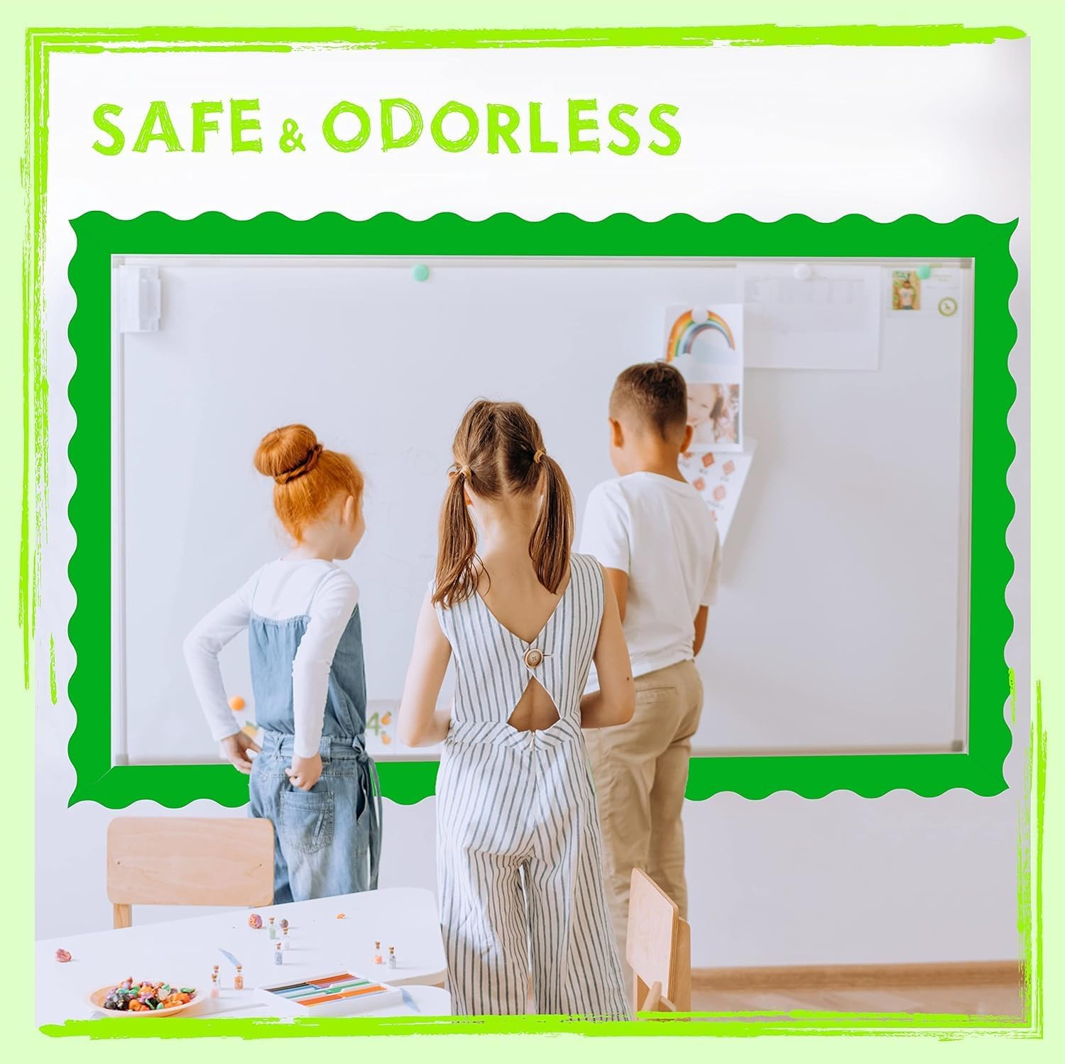 6 Rolls Bulletin Board Borders, 198 Ft Scalloped Rolled Border Trim with Wavy Line Design Yellow, Green, Red, Blue, Black, White Decoration for School, Classroom & Offices, 33Ft per Roll image number 6