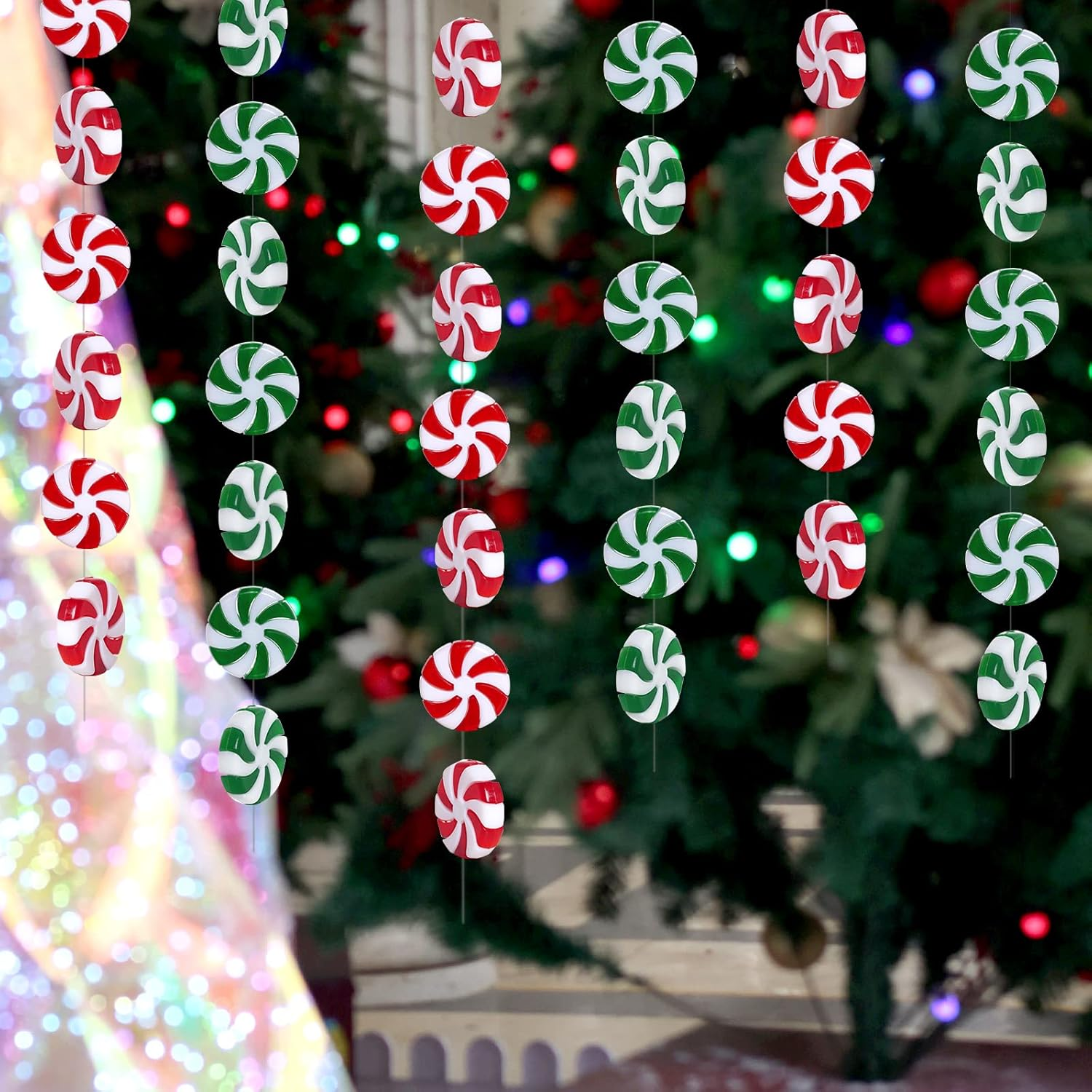 Obmwang 80Pcs Christmas Candy Cane Ornaments Red and White Candy Decorations Christmas Tree Hanging Peppermint Ornaments for Holiday Party Decoration DIY Crafts, 2.5Cm - Red White image number 5