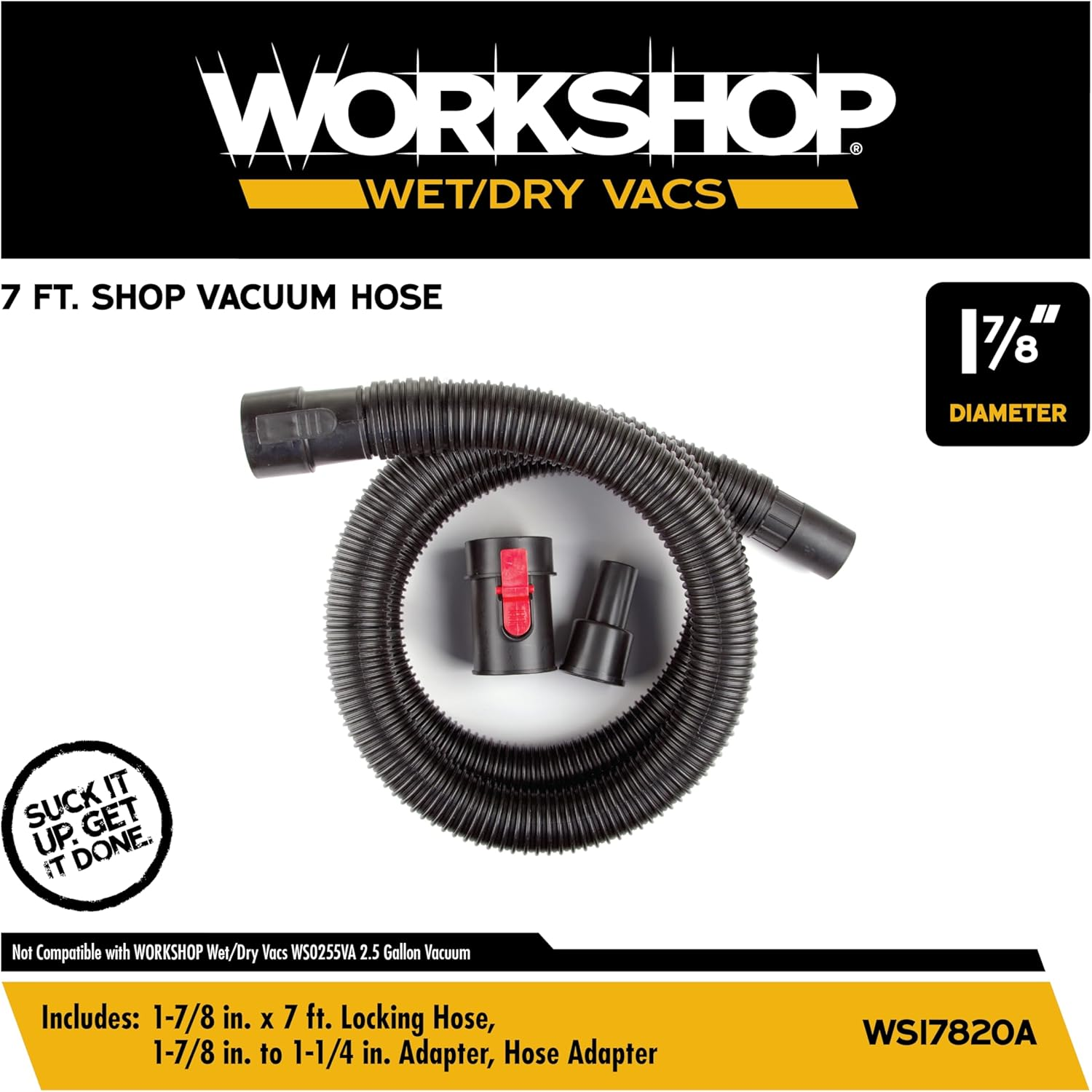 WORKSHOP Wet/Dry Vacs Vacuum Accessories WS17820A Wet/Dry Vacuum Hose, 1-7/8-Inch X 7-Feet Locking Wet/Dry Vac Hose for Wet/Dry Shop Vacuums image number 1