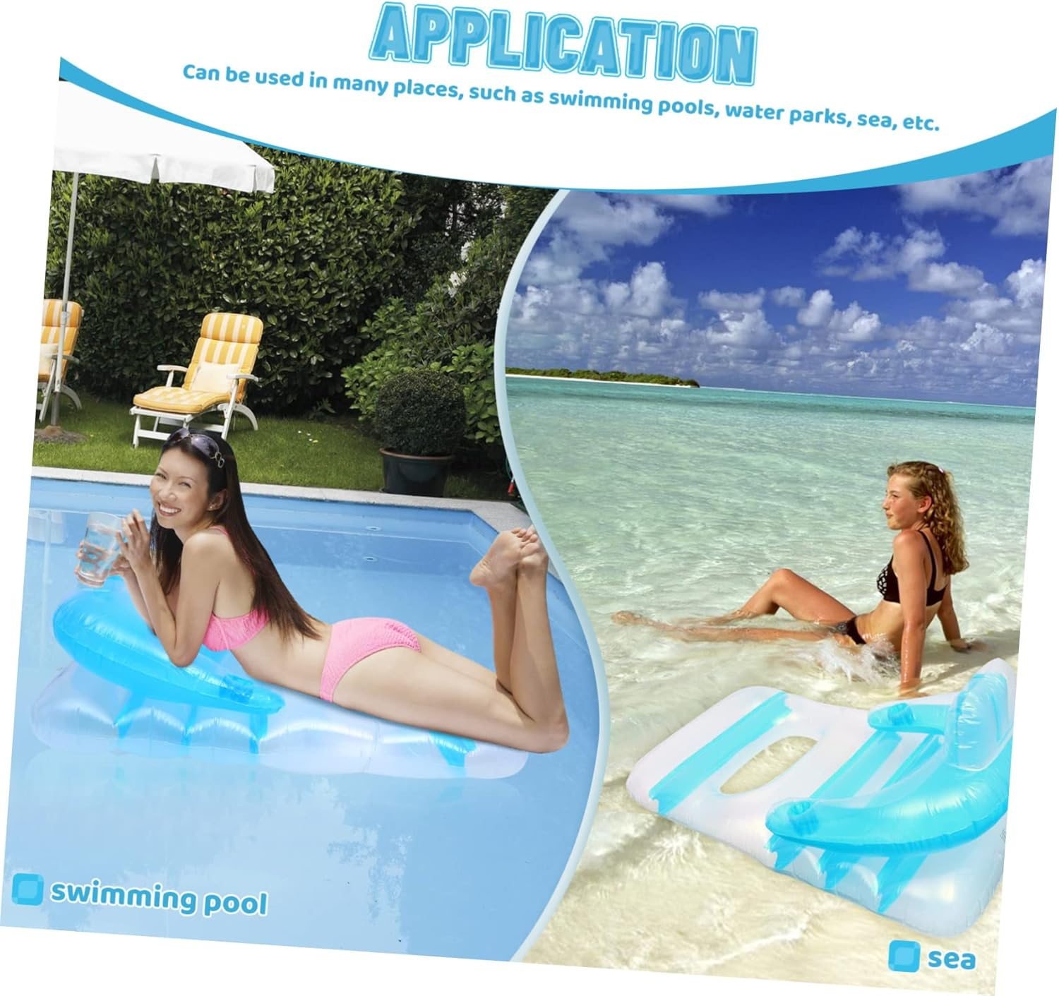 PVC Floating Bed Pool Party Must-Have Portable Mat Beach Lounger Safety First image number 4