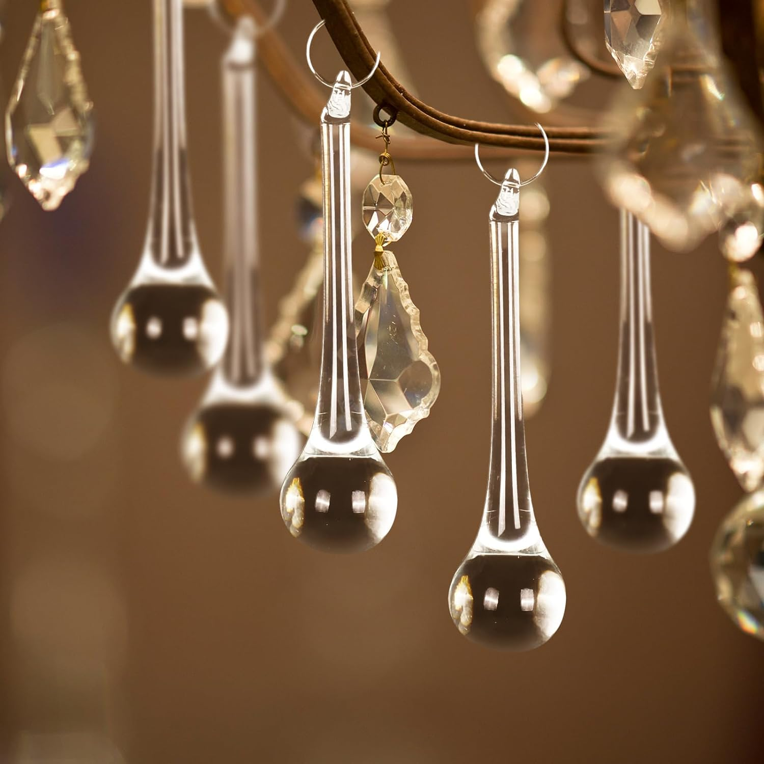 Whaline 20Pcs Christmas Crystal Ornaments 3 Inch Clear Teardrop Chandelier Decor Glass Hanging Ornaments for Xmas Tree Party Home Decor image number 5