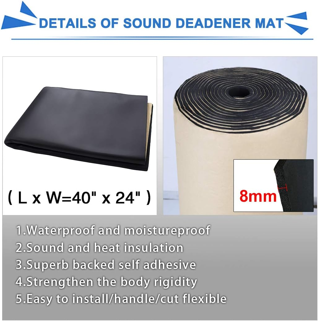 Uxcell 315Mil 6.46Sqft Car Cell Foam 8Mm Sound Proofing Insulation Deadener Mat 40"X24" image number 3