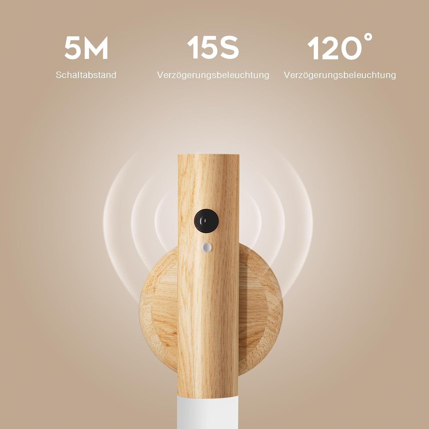 BLAZDEVE Wooden Wall Light with Motion Sensor Indoor, USB Rechargeable Indoor Wall Lamp Cabinet Lights, Warm White Wireless Battery LED Wall Light with Switch for Bedroom Stair Hallway image number 4