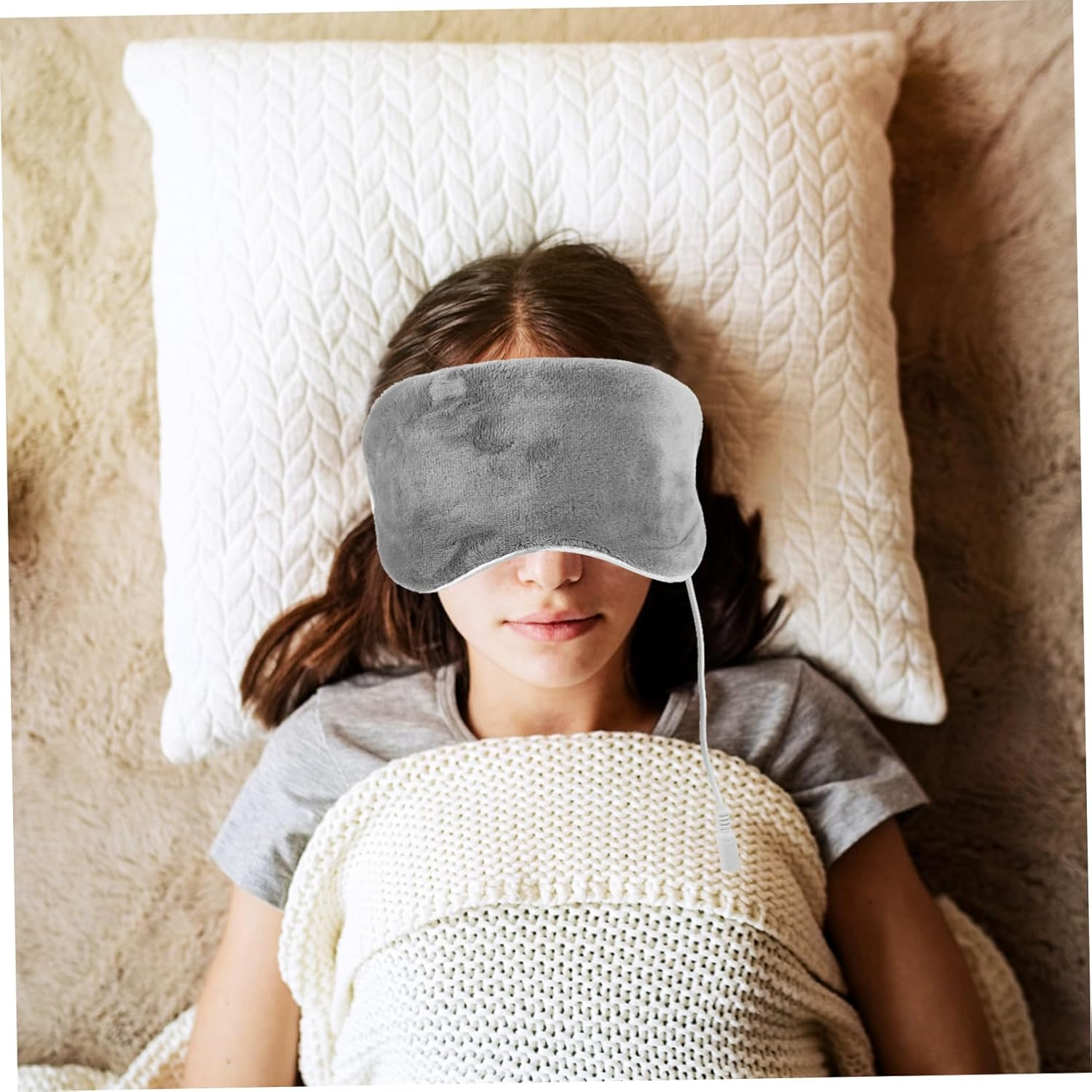 Minkissy 1 Set USB Eye Mask Gel Steam Buds Headband Headphones Blindfold Sleep Eye Blackout Eyelash Facial Lip Heated Tape Microwavable Sleeping Cooling Crystal Velvet image number 5
