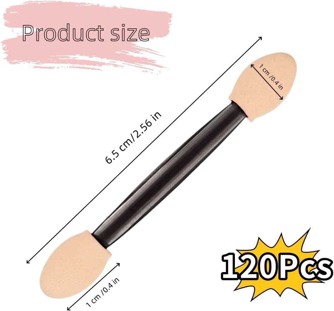 Gewaha Dual Sided Eyeshadow Brush 120Piece Portable Sponge Tipped Oval Makeup Applicator Tools for Eyeshade Popular image number 6