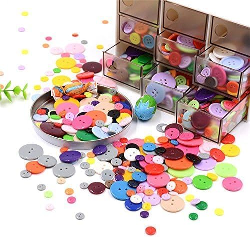 900 Pcs Assorted Sizes Resin Buttons round Craft Buttons for Sewing DIY Crafts Manual Button Painting image number 2