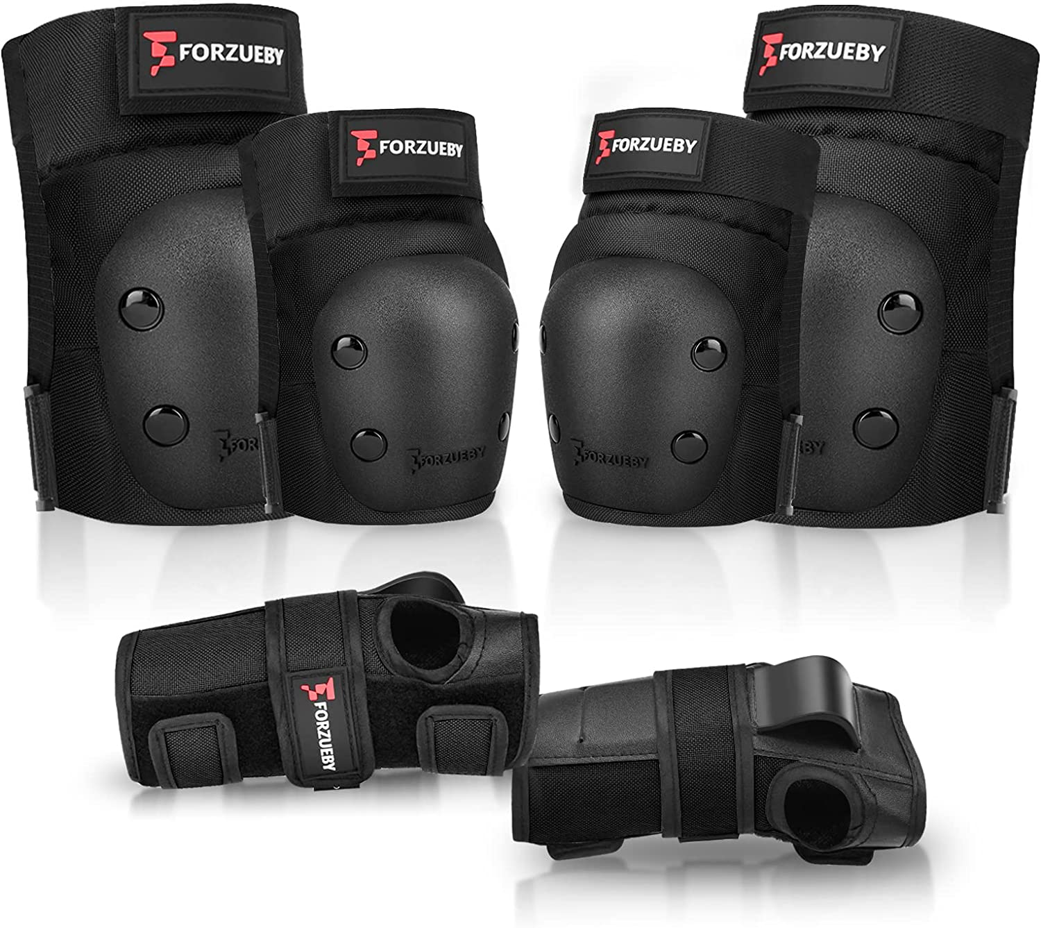 Adult/Kids Knee Pads Elbow Pads Wrist Guards 6 in 1 Protective Gear Set for Inline Roller Skating Skateboarding Scooter BMX Etc.